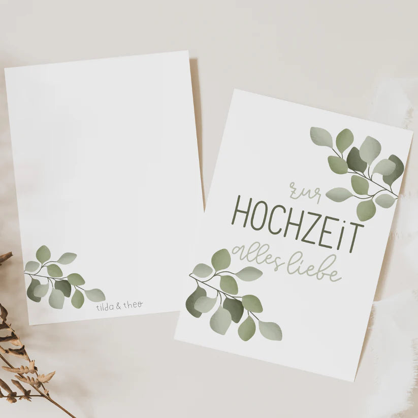 Postkarte - Hochzeit Eukalyptuszweige