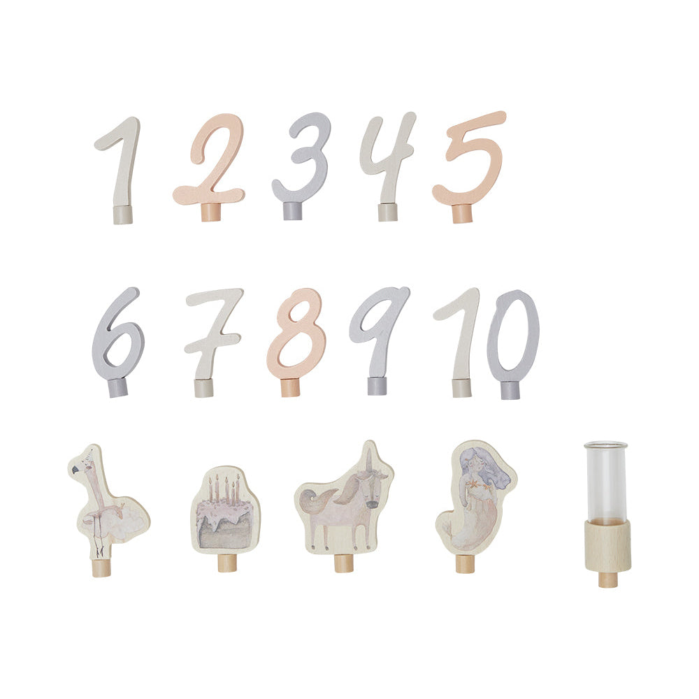 Geburtstagskranz Holz – inkl. Kerzen & Gravur | Optionales Set Rosa oder Blau