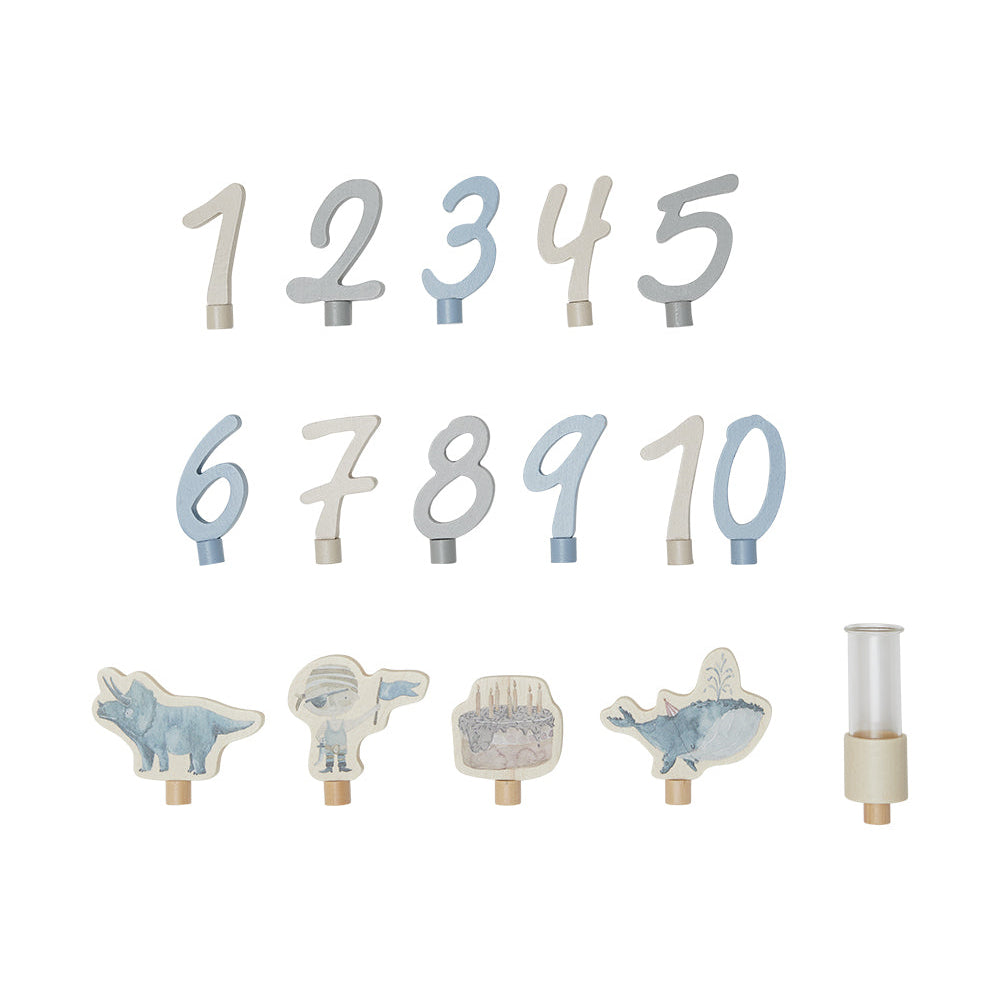 Geburtstagskranz Holz – inkl. Kerzen & Gravur | Optionales Set Rosa oder Blau