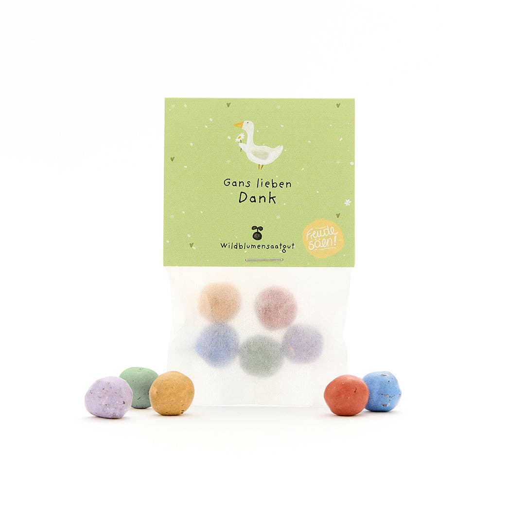 Saatkugeln Geschenk – Blumenmurmel 'Gans lieben Dank'