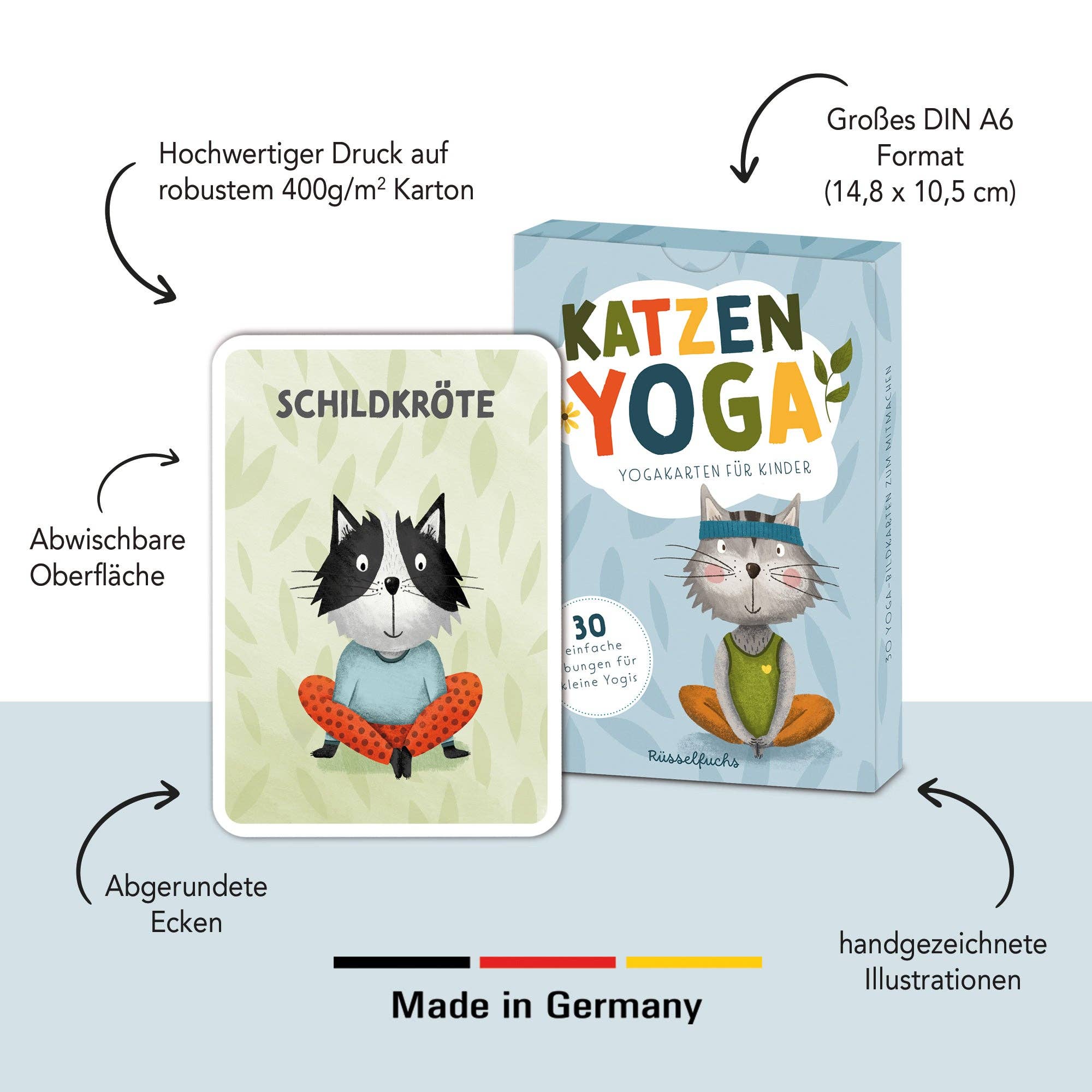 Kinderyoga, Kartenset mit Katzen – Bewegung & Entspannung mit Spaß