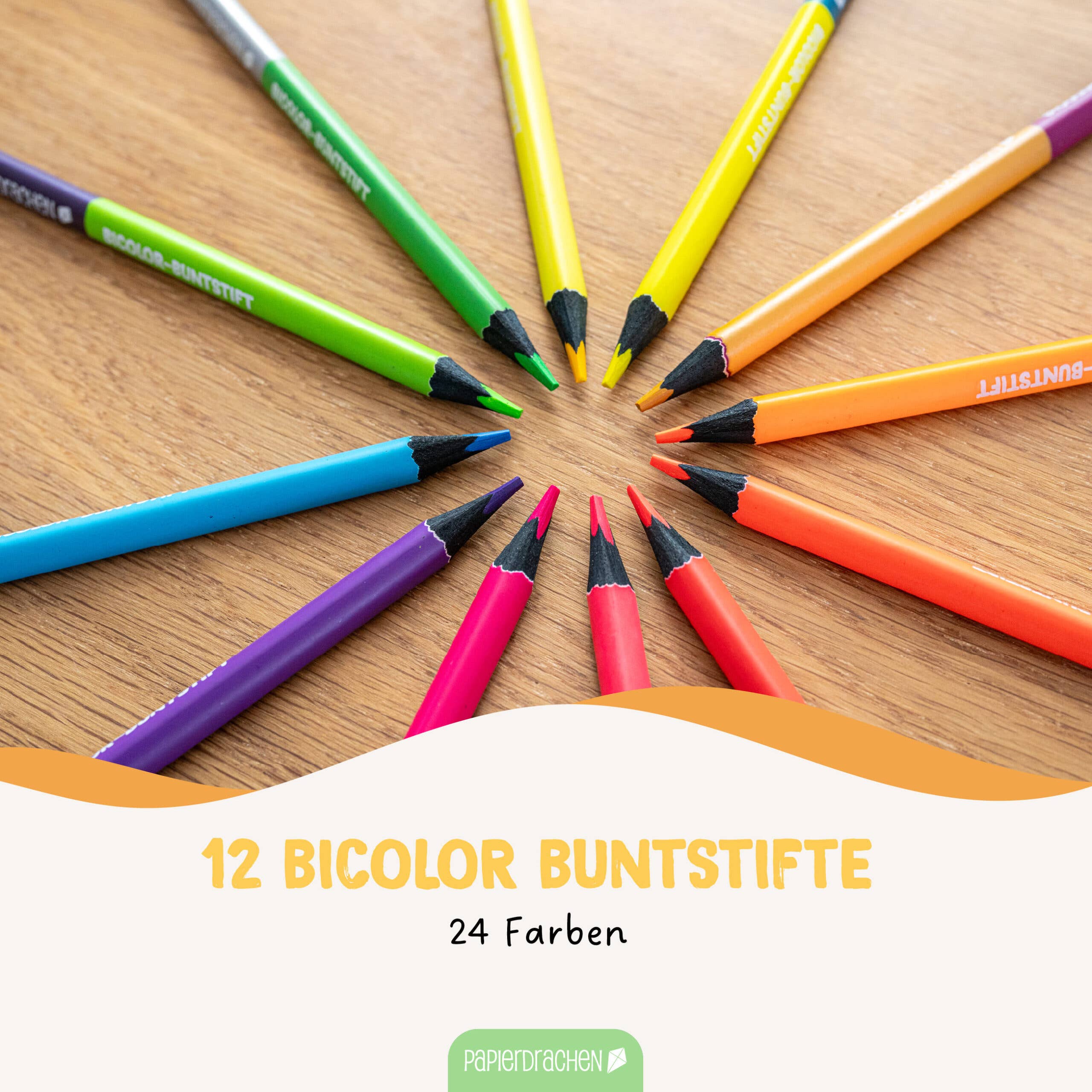 12 Bicolor Buntstifte - Metallic und Neon