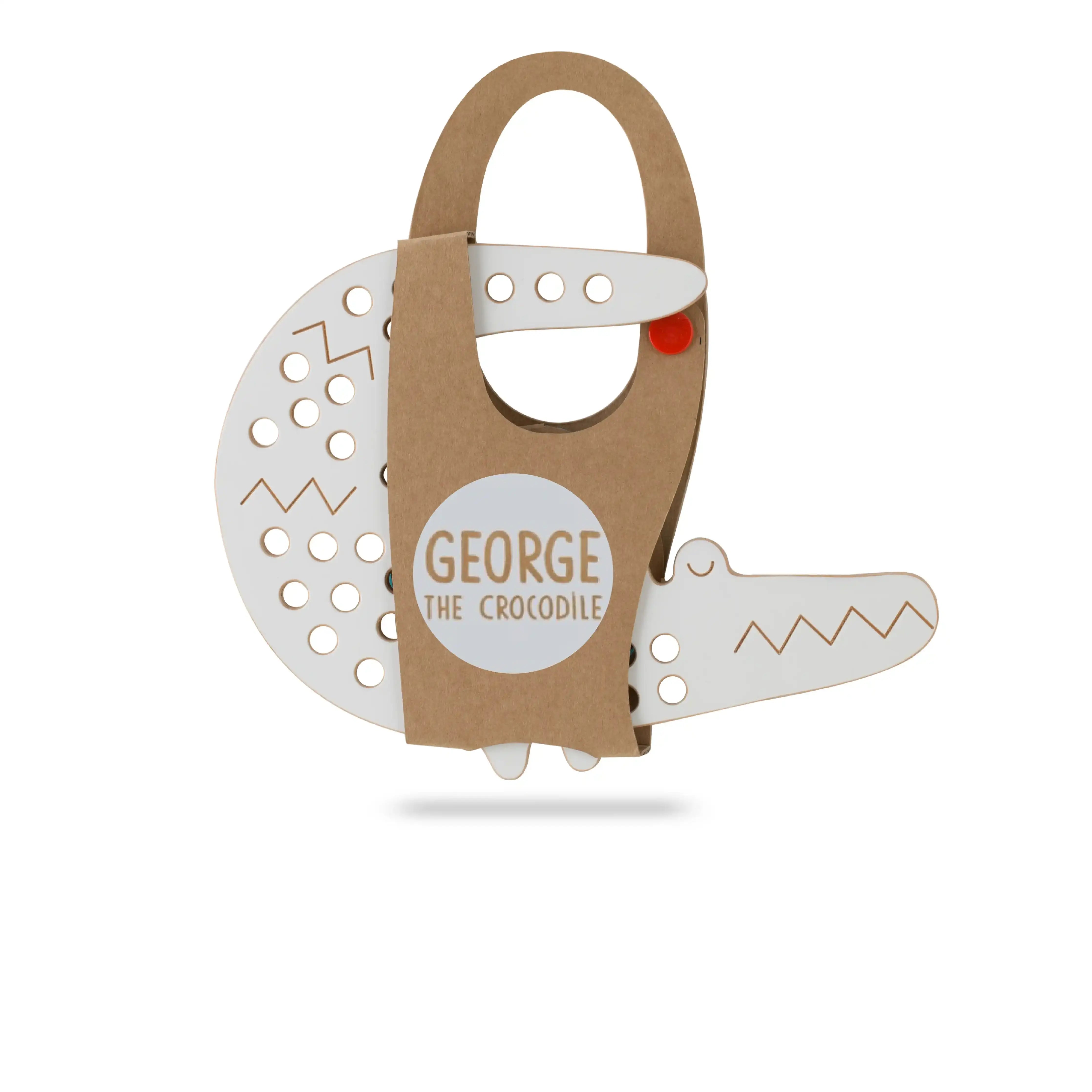 Fädelspiel aus Holz – 'Leon das Krokodil', Montessori-Spielzeug