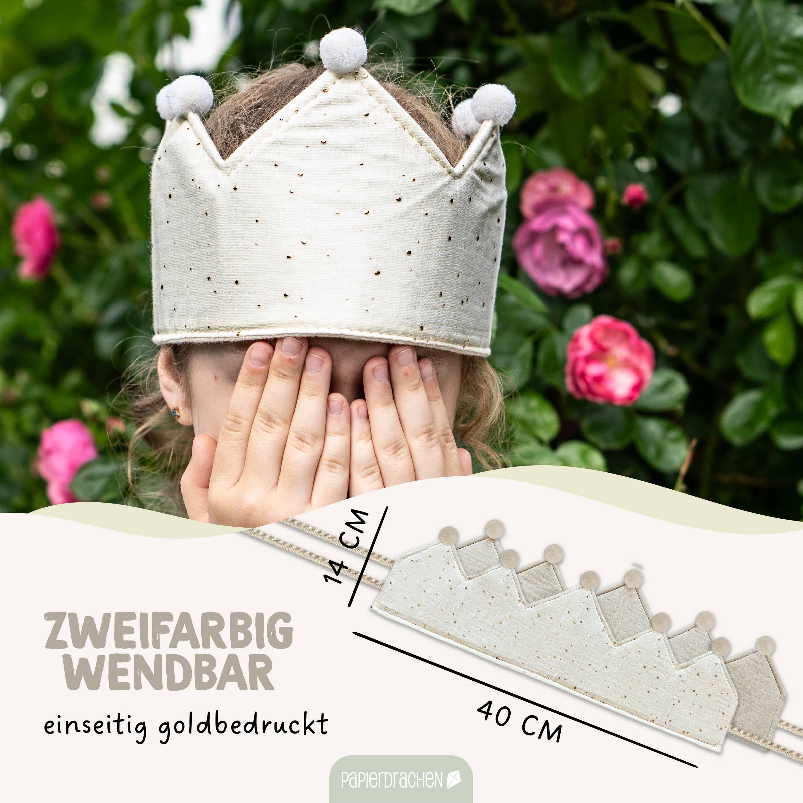 Geburtstagskrone aus Stoff – zweifarbig wendbar