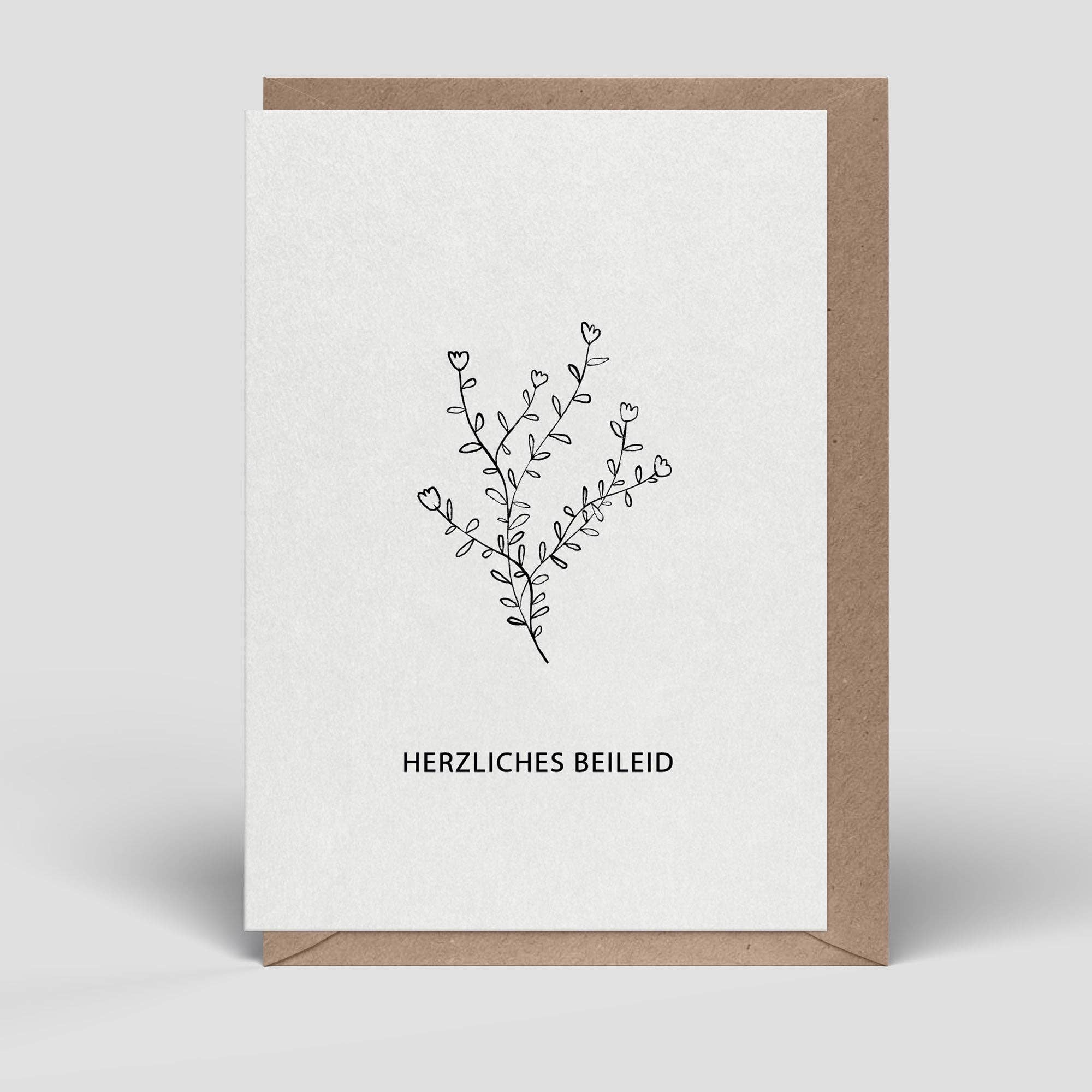 Trauerkarte „Herzliches Beileid“ – Klappkarte mit Umschlag | Nachhaltig