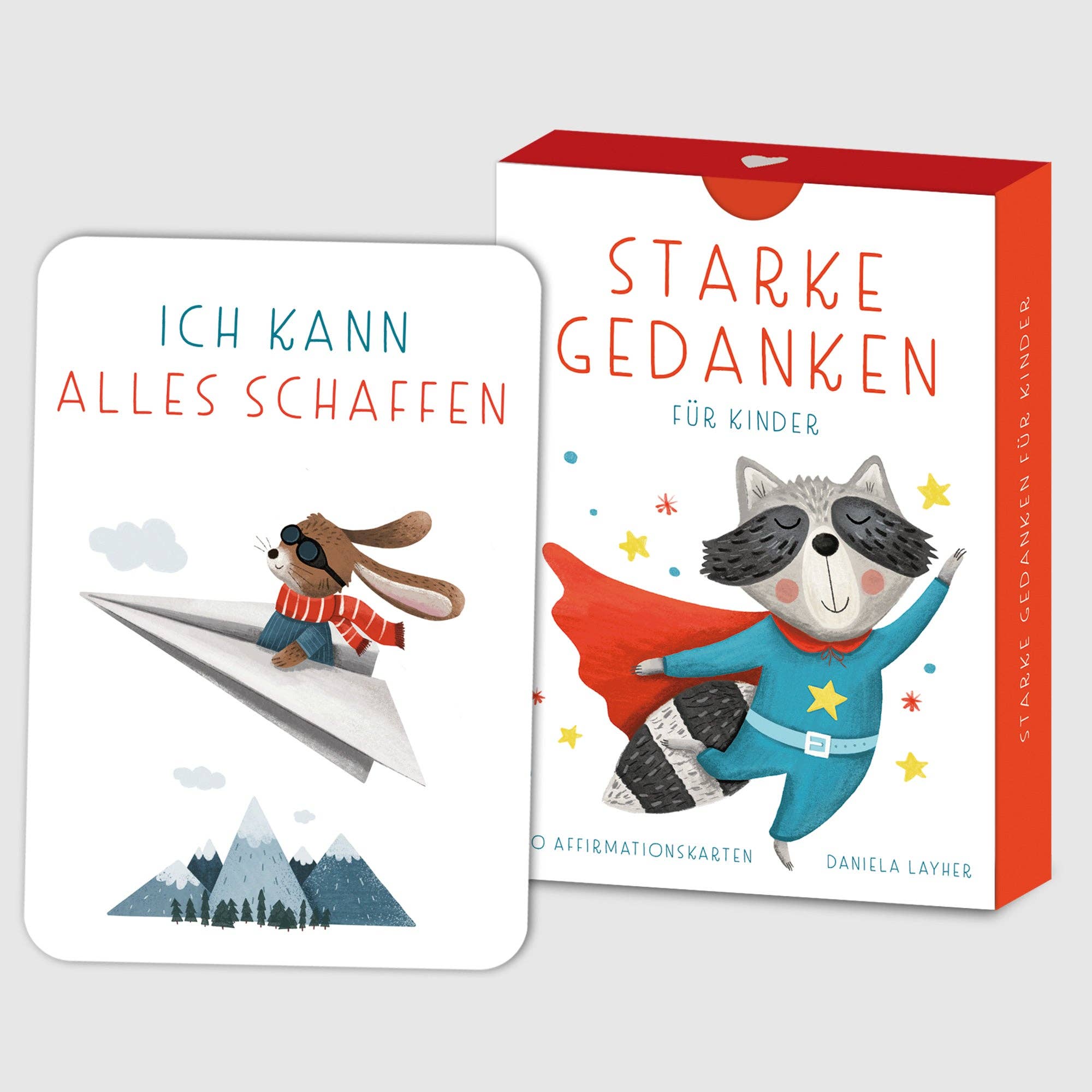 Affirmationskarten für Kinder – „Starke Gedanken“ mit 40 stärkenden Botschaften & Tiermotiven
