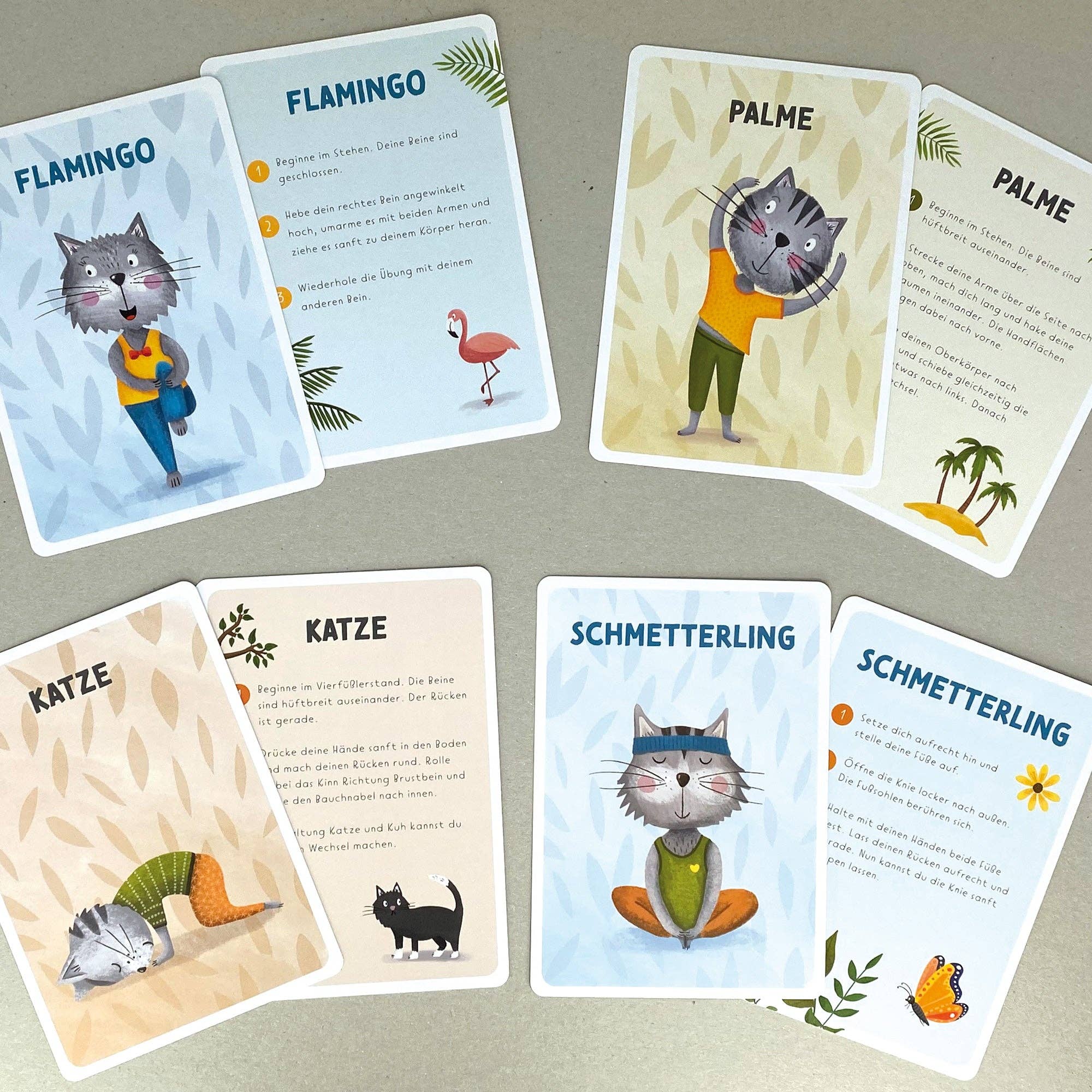 Kinderyoga, Kartenset mit Katzen – Bewegung & Entspannung mit Spaß