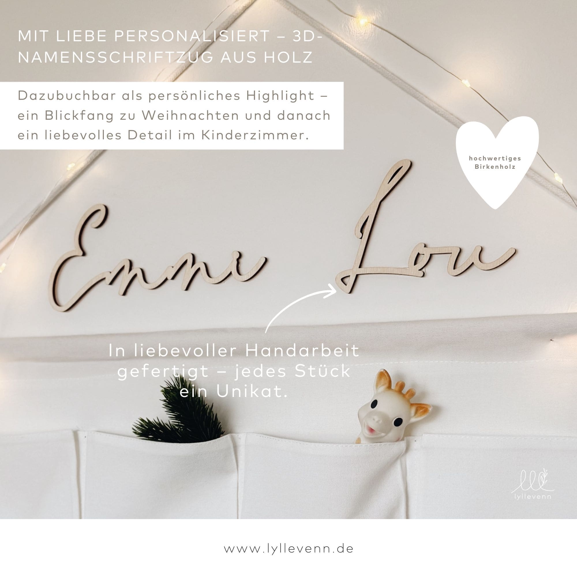 Adventskalender Taschen, bedruckt & Holzschriftzug – modern & stilvoll