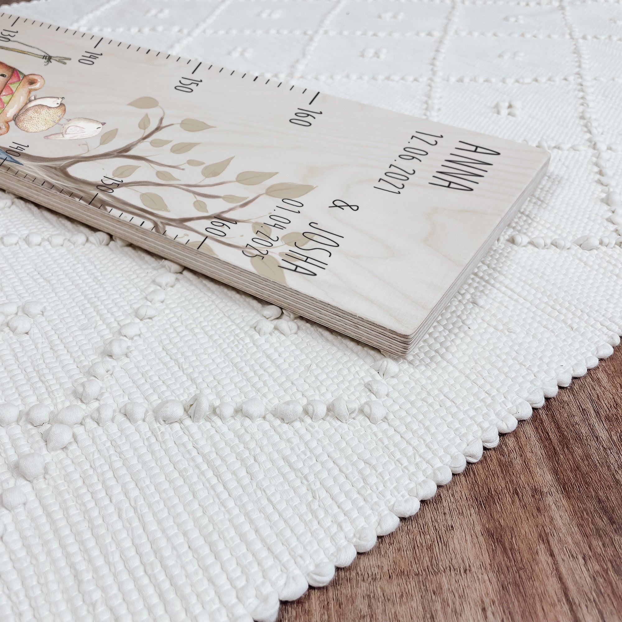 Kindermesslatte Holz personalisiert - Boho Woodland