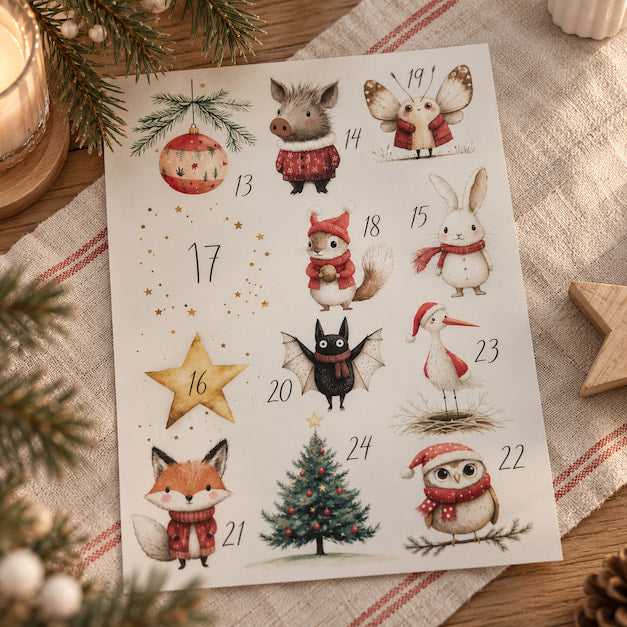 Adventskalender zum Befüllen – Bügelbilder 1–24