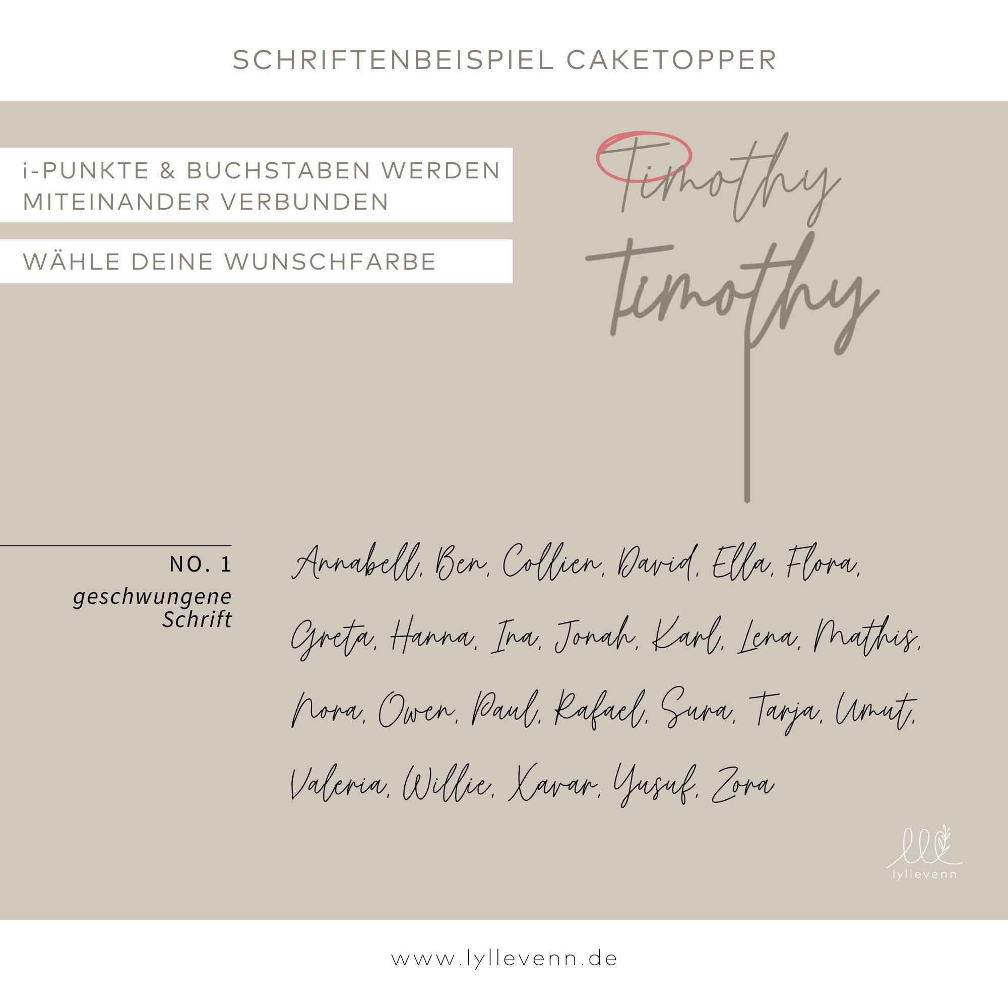 Caketopper mit Wunschnamen & Kreuz aus Acryl