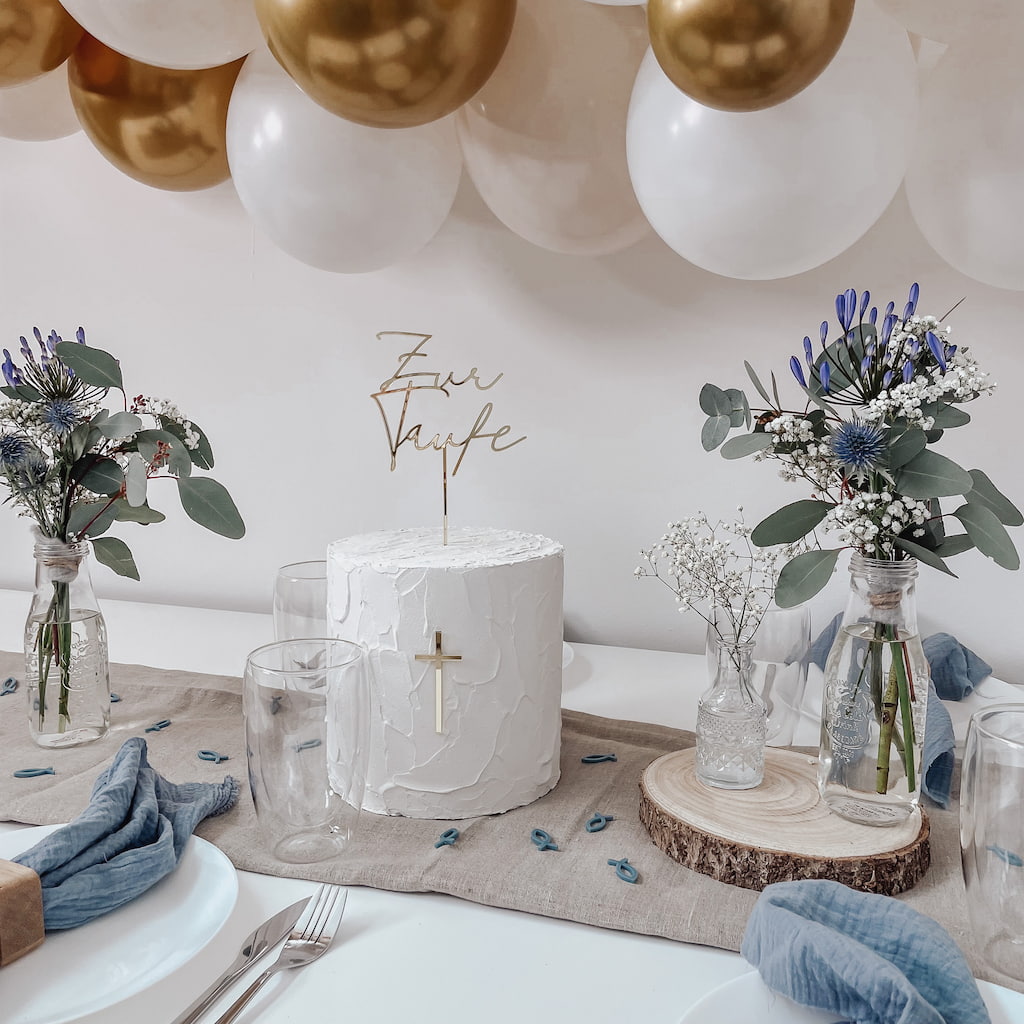 Caketopper aus Acryl 'Zur Taufe' in deiner Wunschfarbe