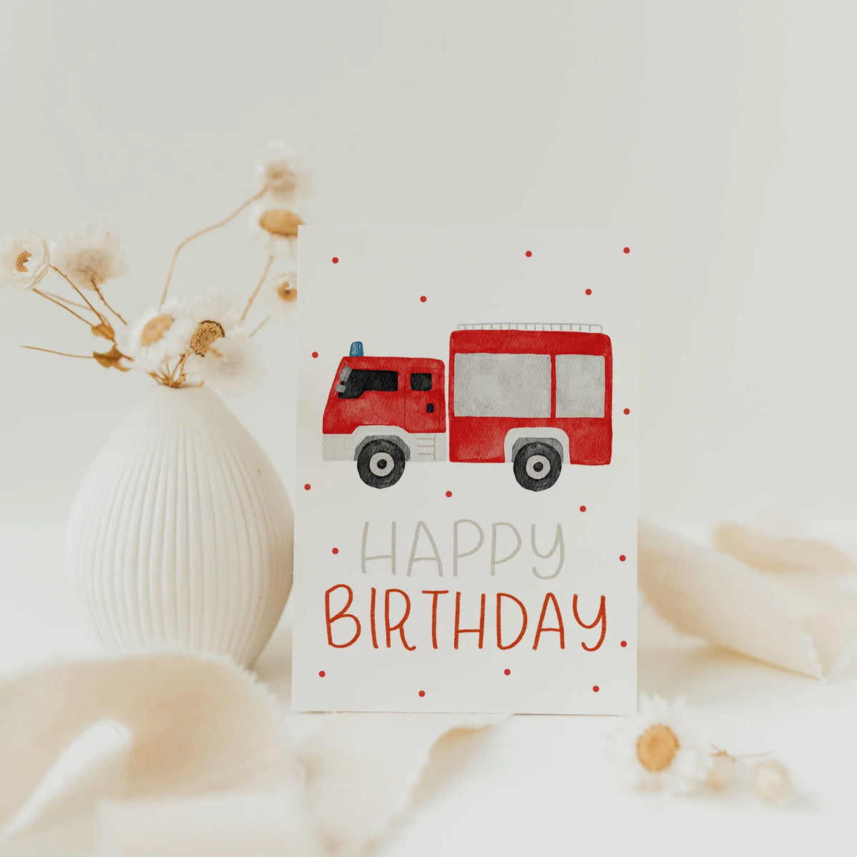 Postkarte - Feuerwehrauto "Happy Birthday" - lyllevenn