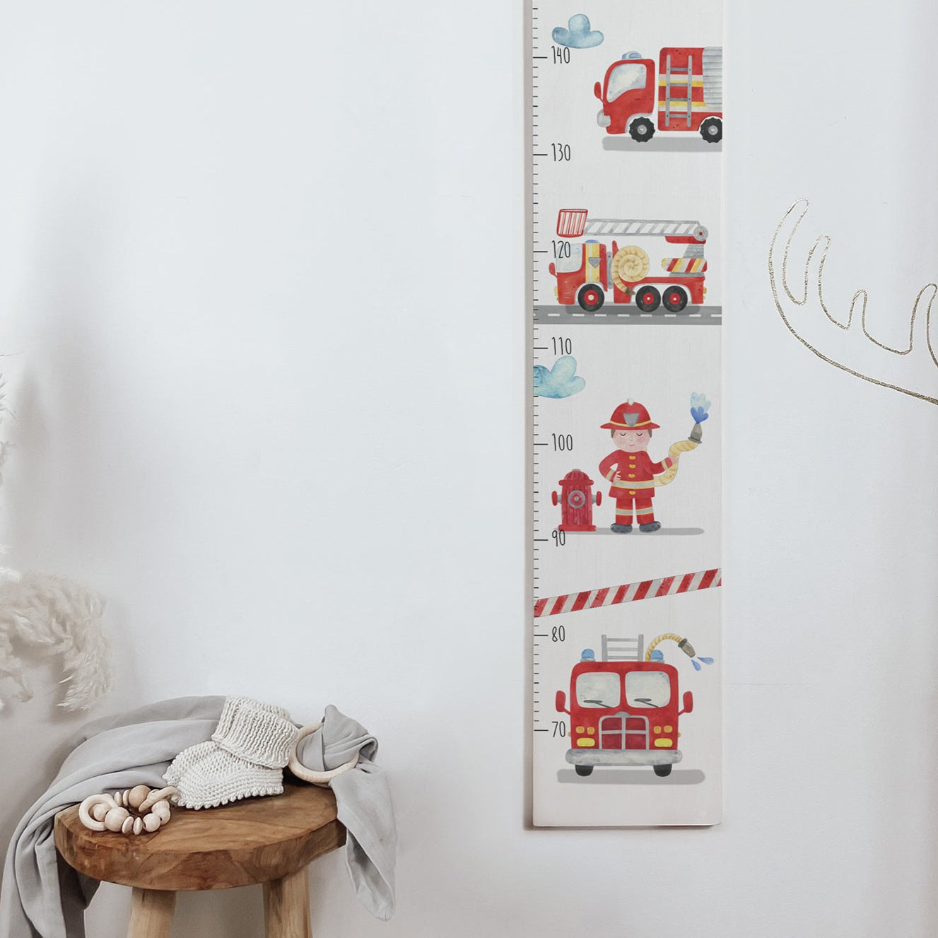 Kindermesslatte Holz personalisiert - Feuerwehr