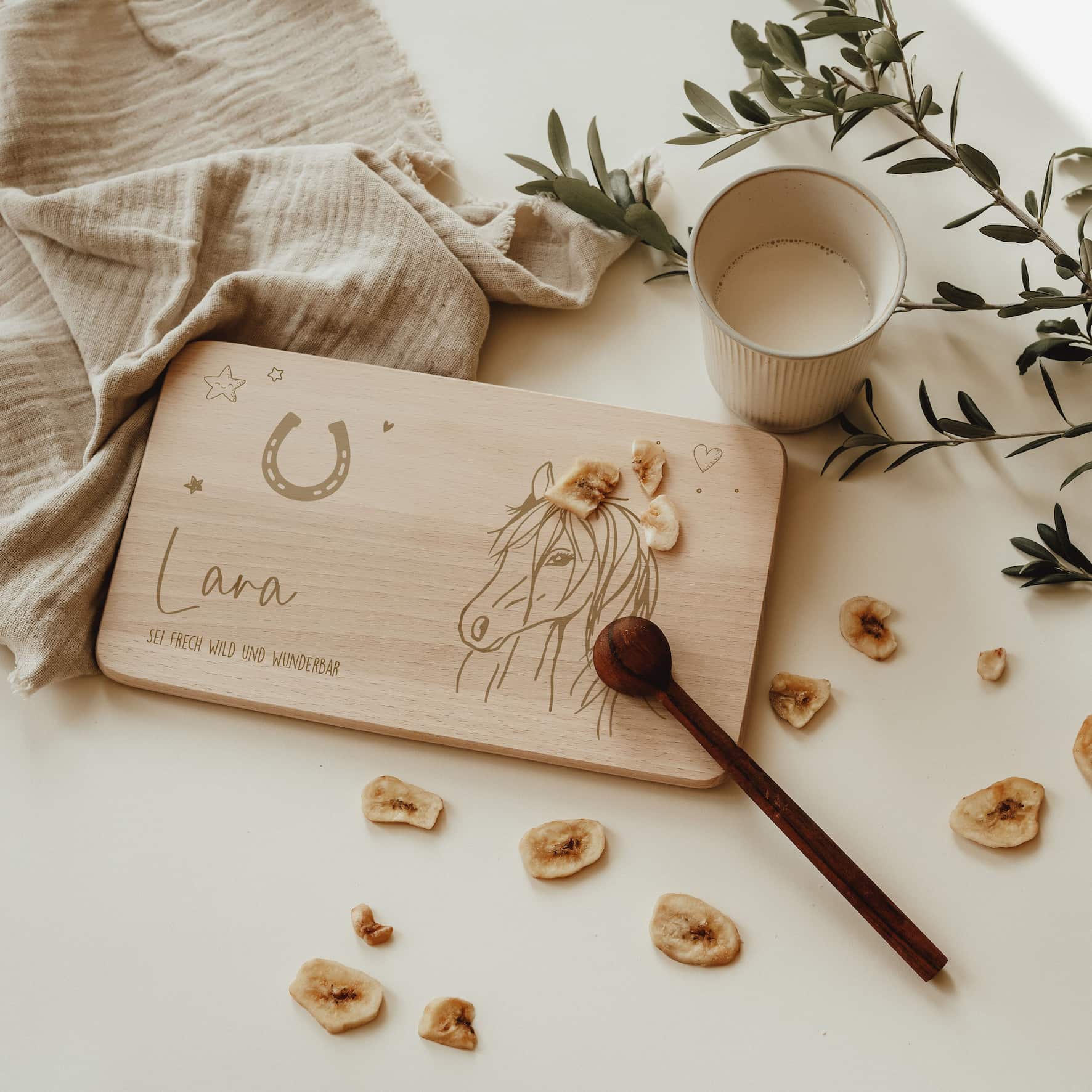 Personalisiertes Frühstücksbrettchen - Pferd
