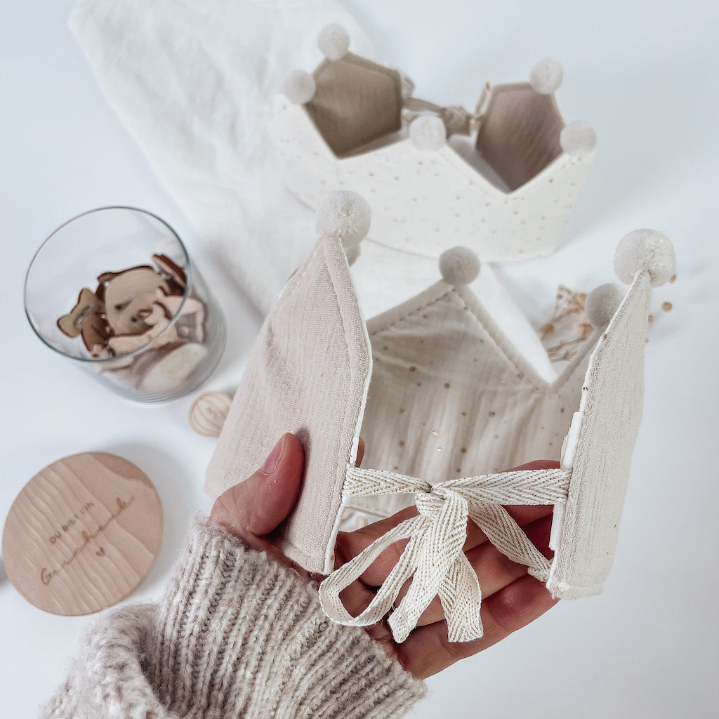 Geburtstagskrone aus Stoff – zweifarbig wendbar