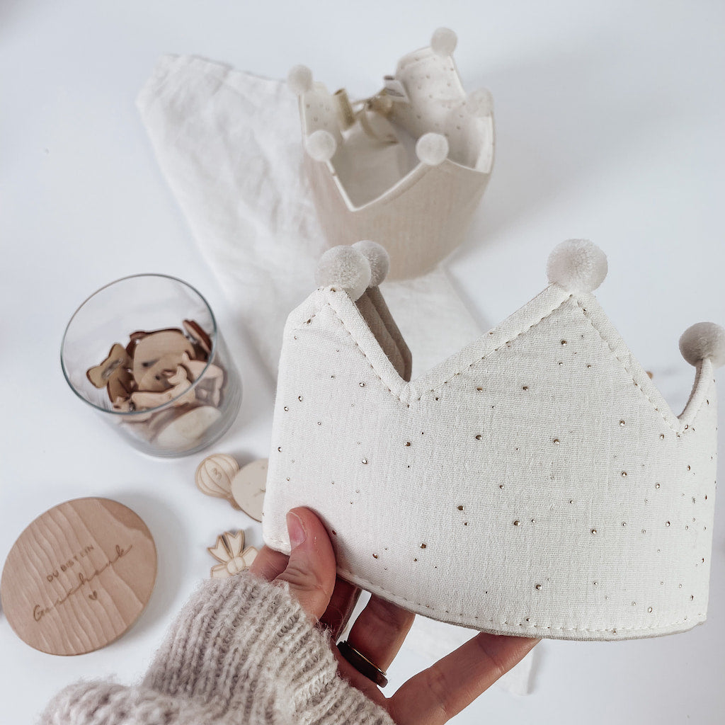 Geburtstagskrone aus Stoff – zweifarbig wendbar