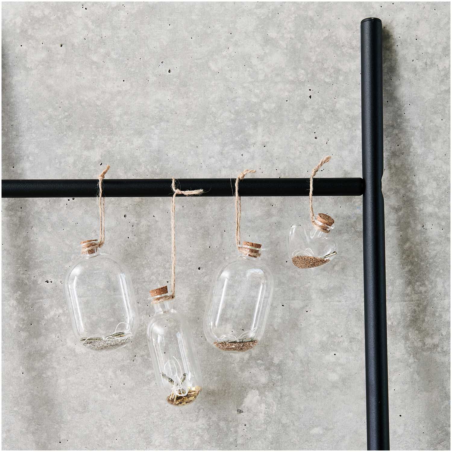 Glasflasche Herz mit Glitzer zum Hängen