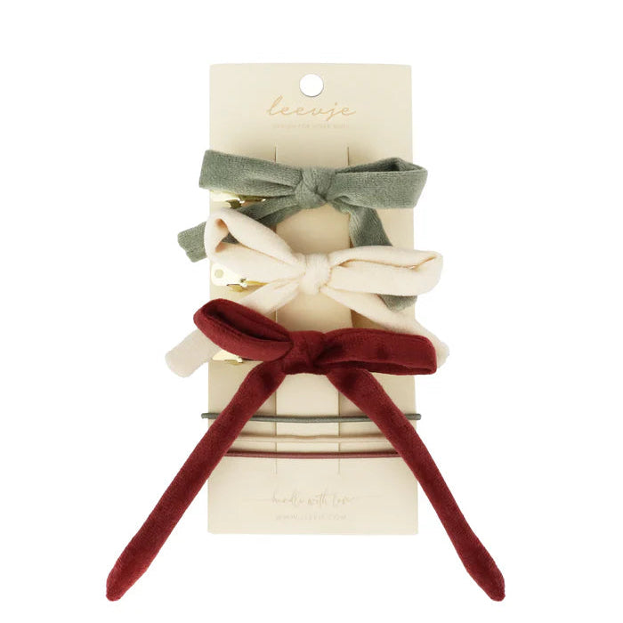 Haarspangen 'Velvet Bow mix'- Weihnachts-Set als Haarschmuck
