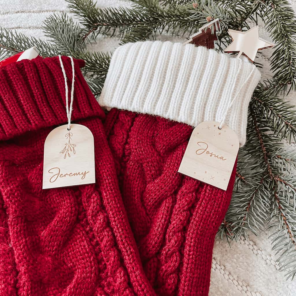 Holzanhänger personalisiert Bogenform