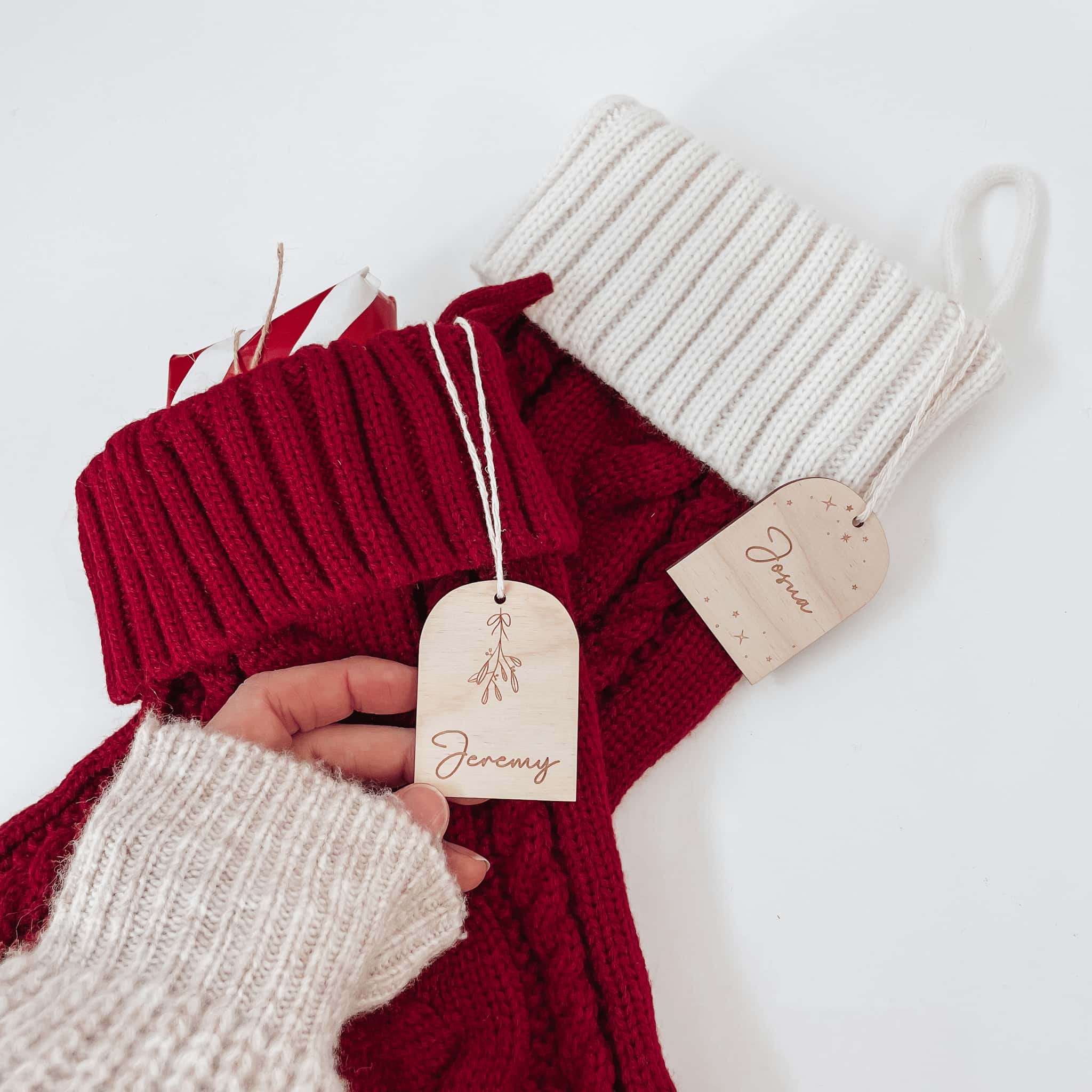 Holzanhänger personalisiert Bogenform