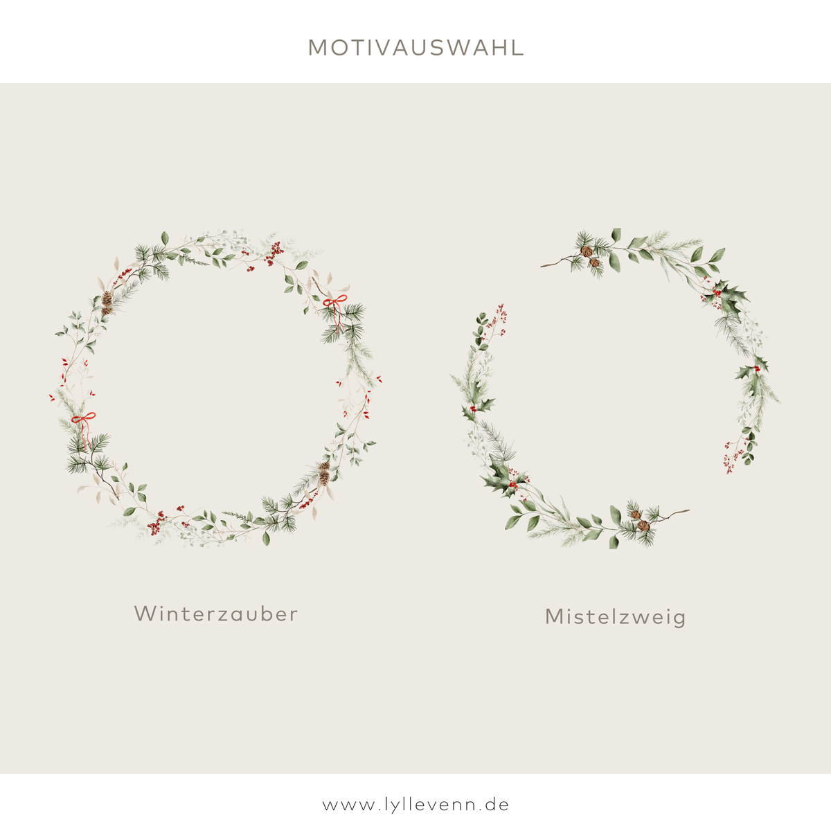 Erinnerungskiste Holz personalisiert - Weihnachtskränze