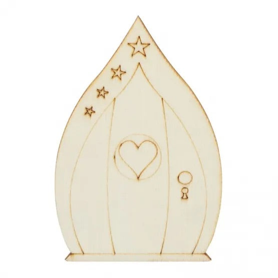 Mini Wichteltür mit Herz & Sternen – naturbelassenes Holz