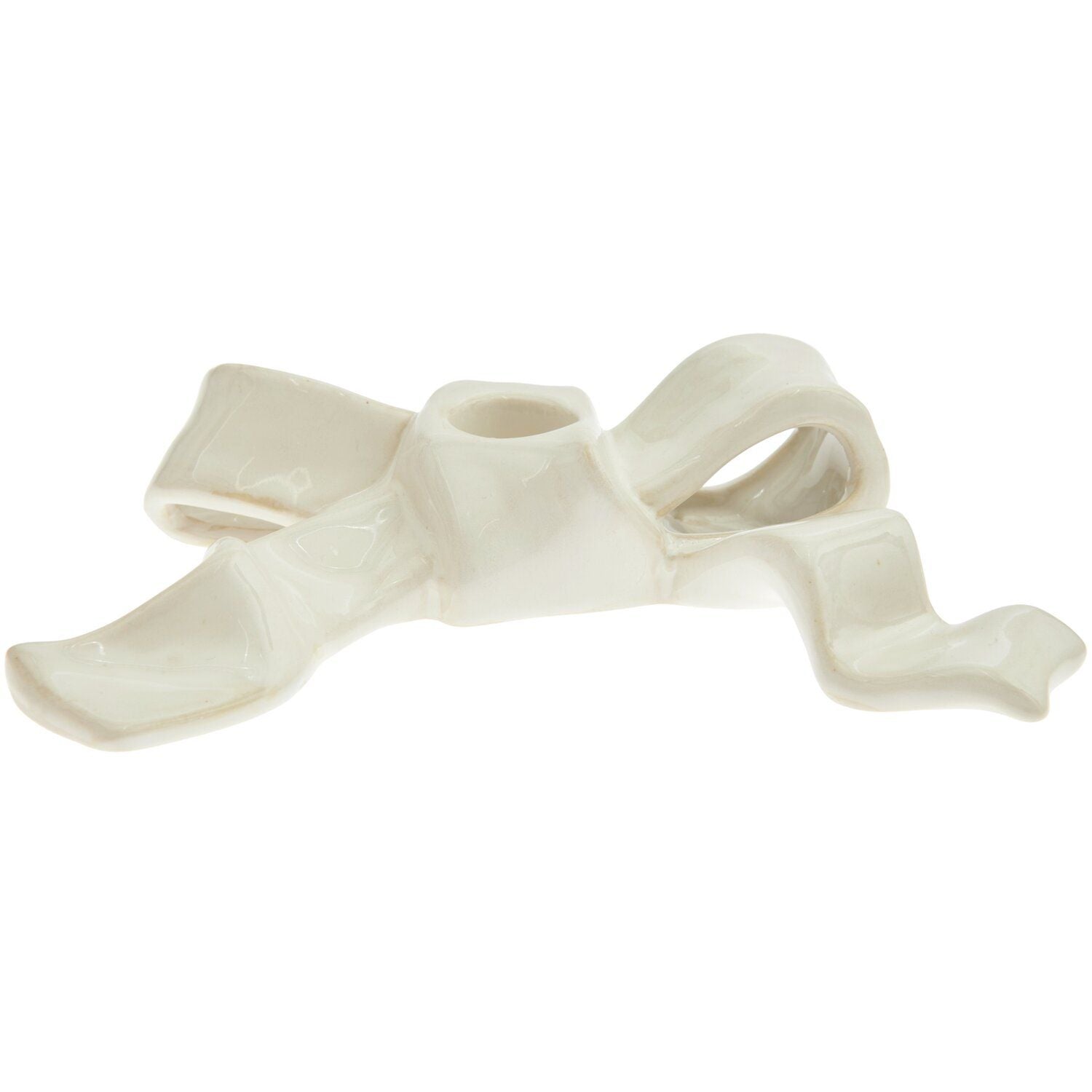 Kerzenhalter Schleife aus Keramik – Creme | Elegante Tisch- & Weihnachtsdeko