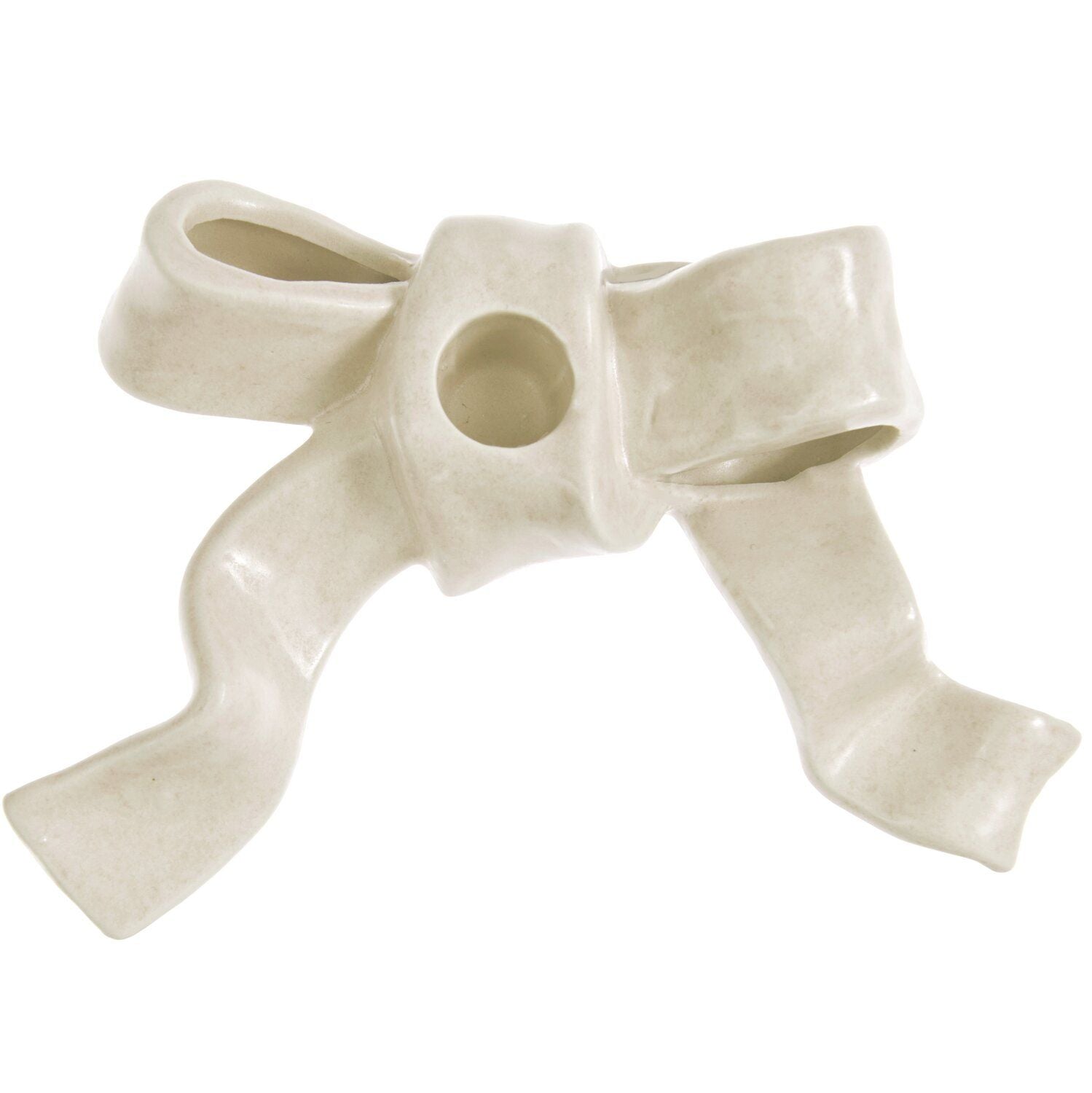 Kerzenhalter Schleife aus Keramik – Creme | Elegante Tisch- & Weihnachtsdeko