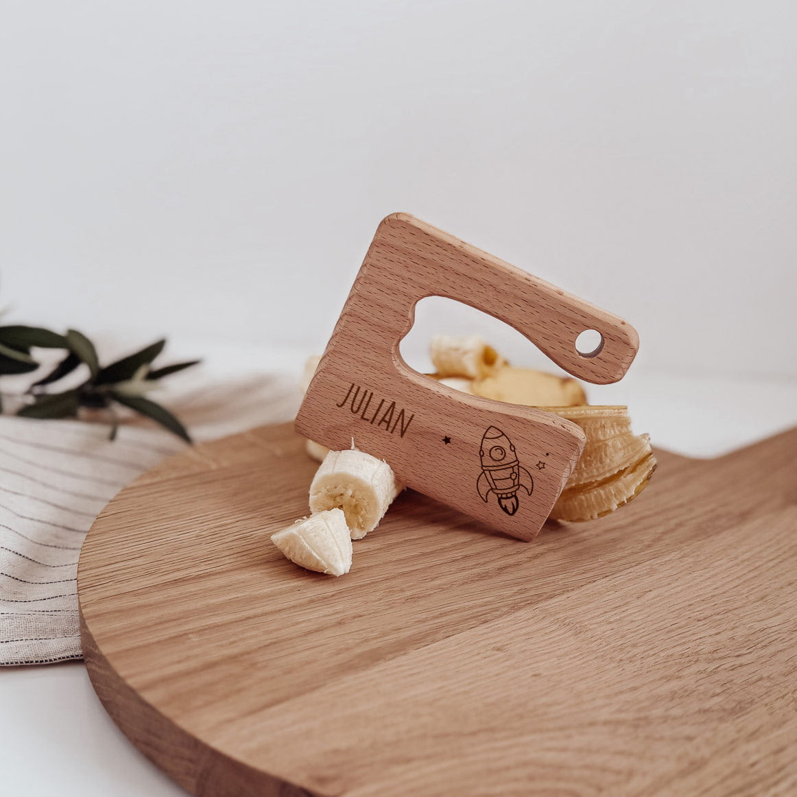 Montessori sicheres Kindermesser Holz „Fahrzeuge“ – personalisiert