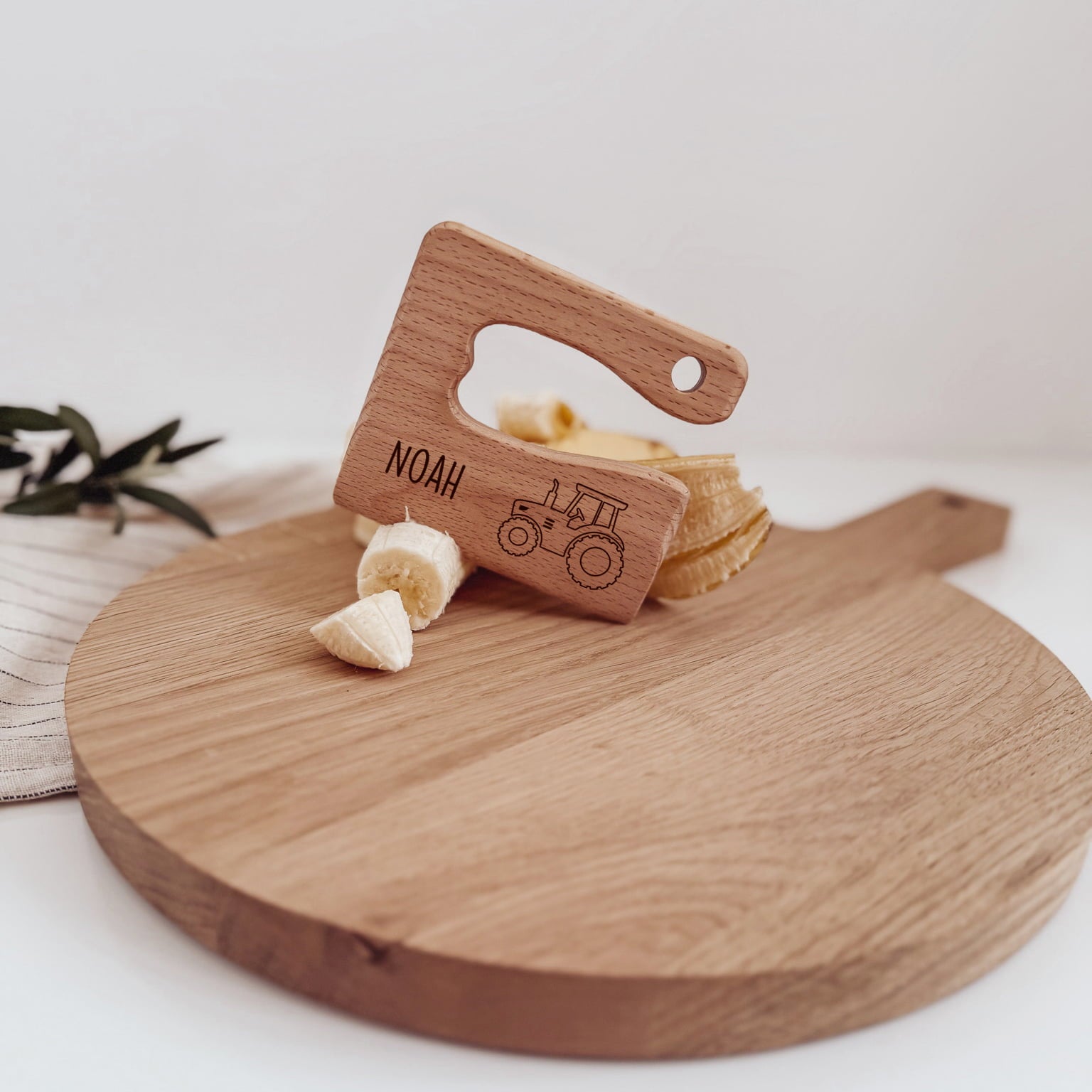 Montessori sicheres Kindermesser Holz „Fahrzeuge“ – personalisiert