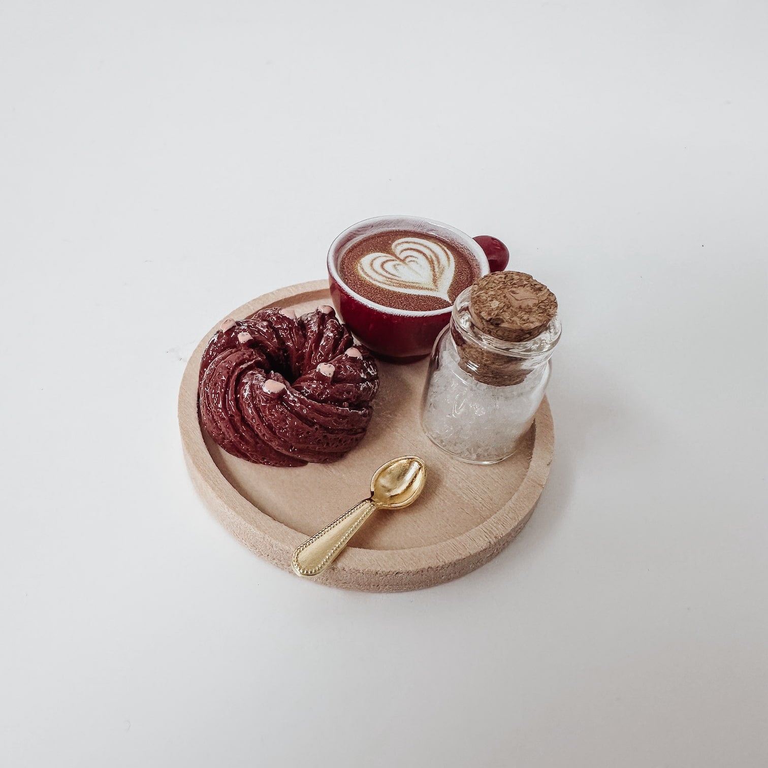 Mini Kaffee-Set mit Tablett – Wichtel Zubehör & Miniatur Frühstücks-Deko