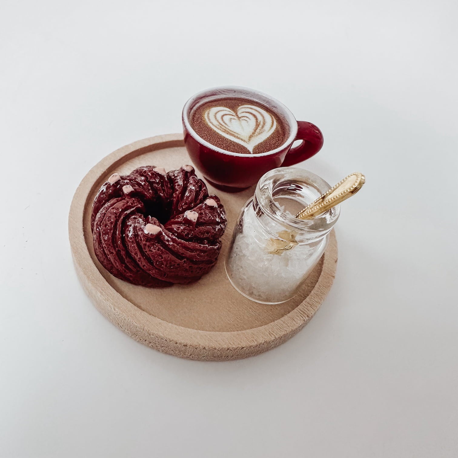 Mini Kaffee-Set mit Tablett – Wichtel Zubehör & Miniatur Frühstücks-Deko