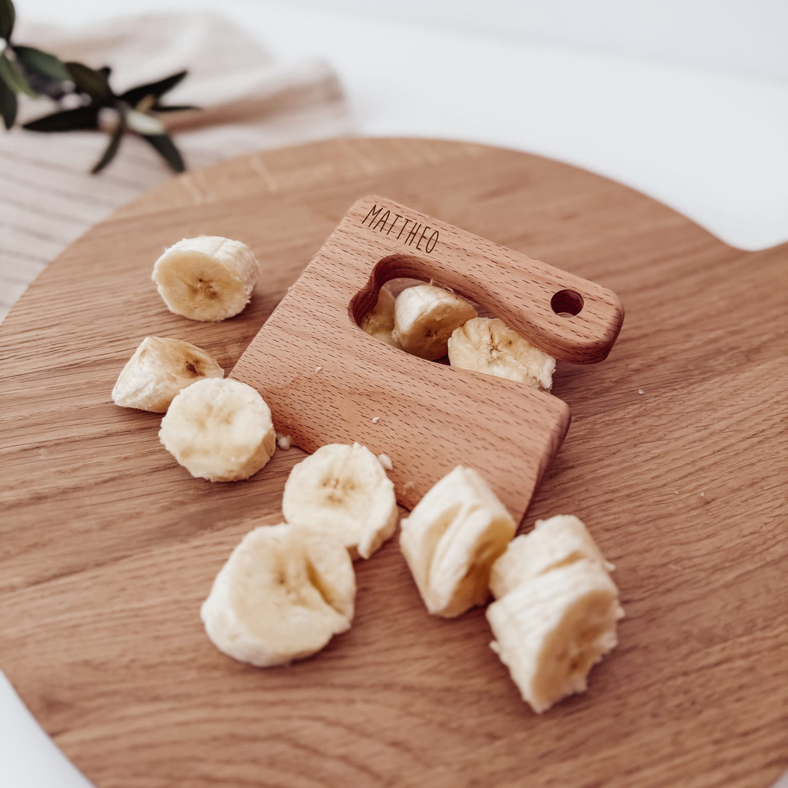 Montessori sicheres Kindermesser Holz „Tier-Familie“ – personalisiert