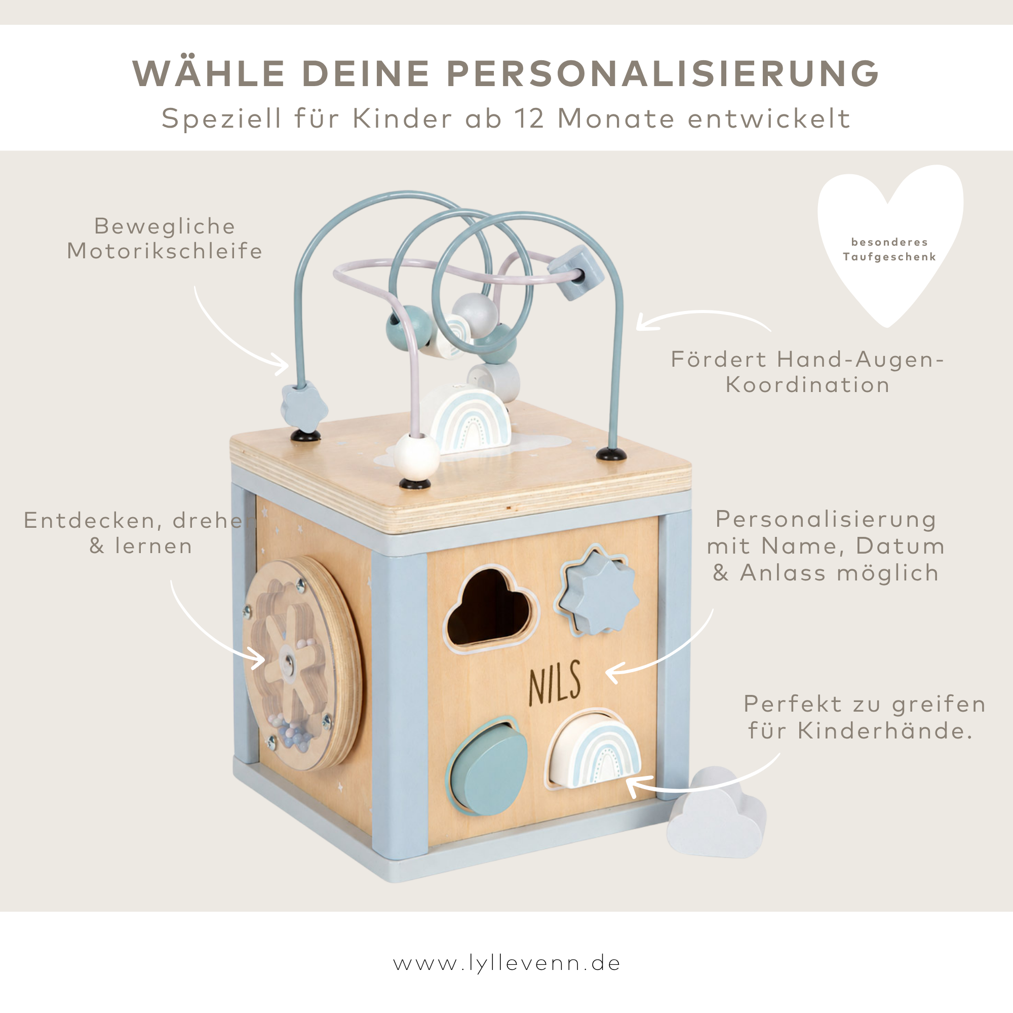 Motorikwürfel Personalisierbar - Blau