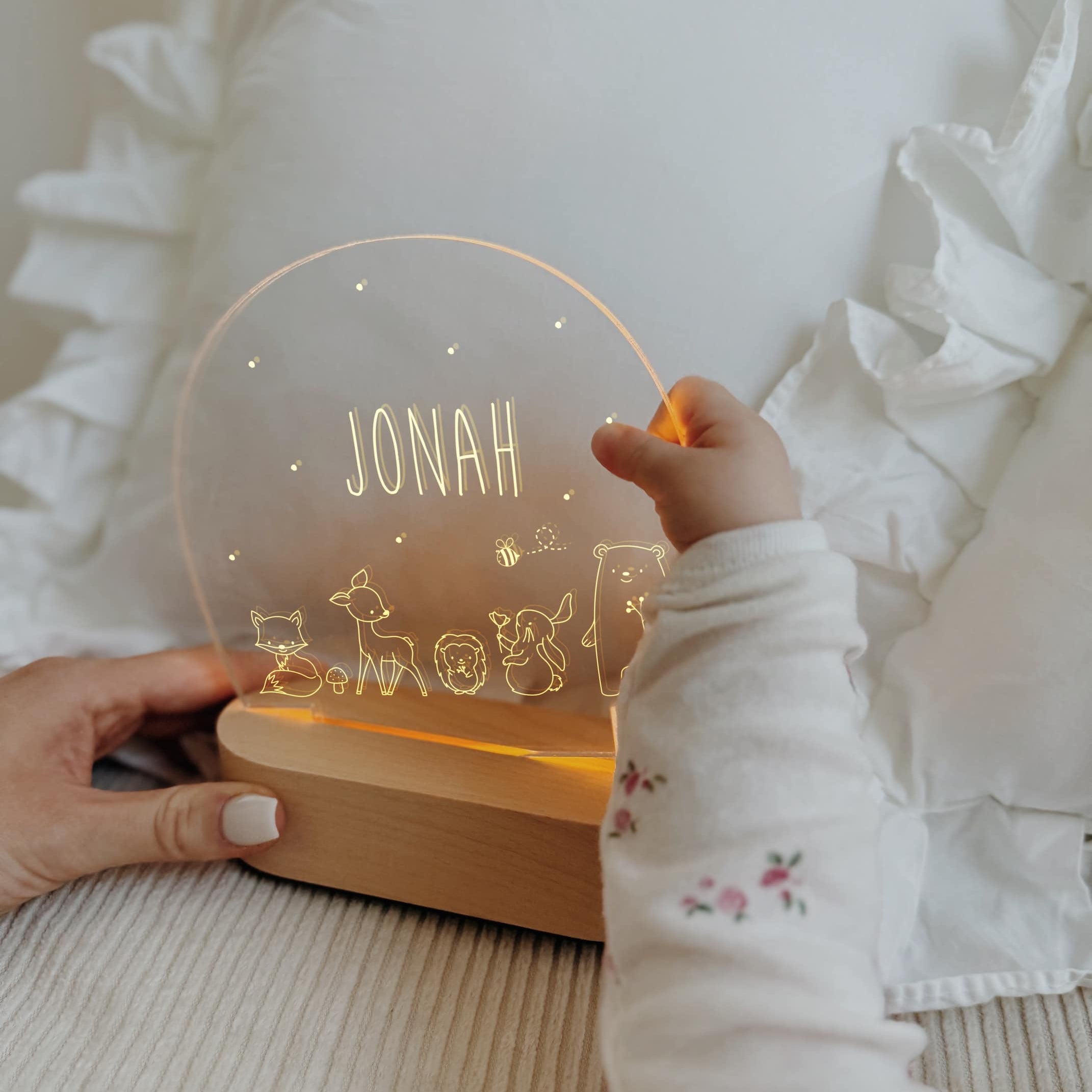 Nachtlicht Kinder personalisiert – LED Lampe Animals & Friends