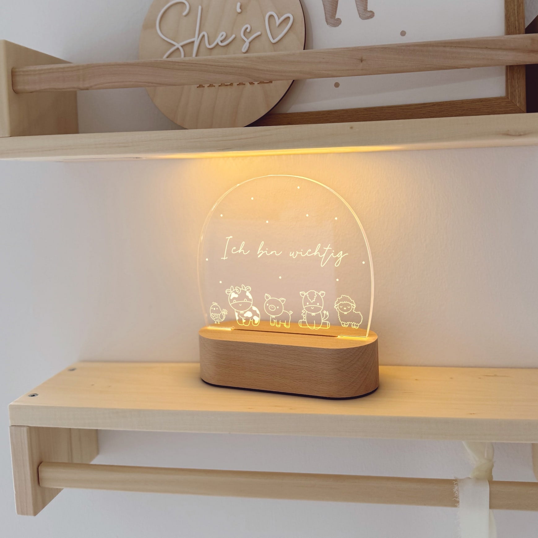 Nachtlicht Kinder personalisiert – LED Lampe Animals & Friends
