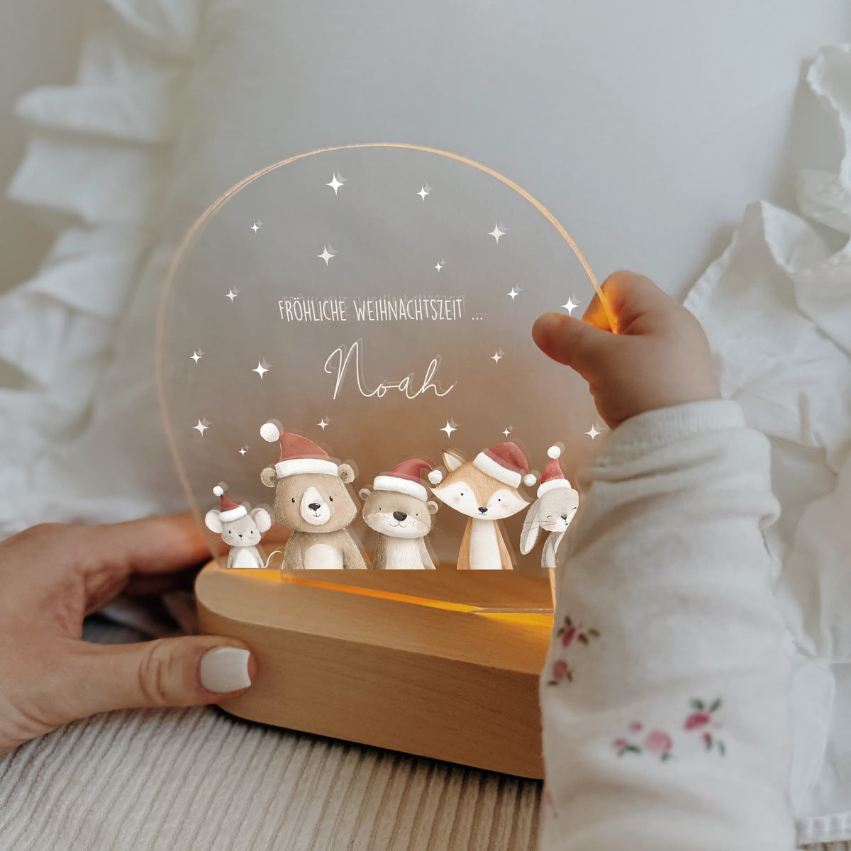 Nachtlicht Kinder personalisiert LED - Woodland Weihnachten