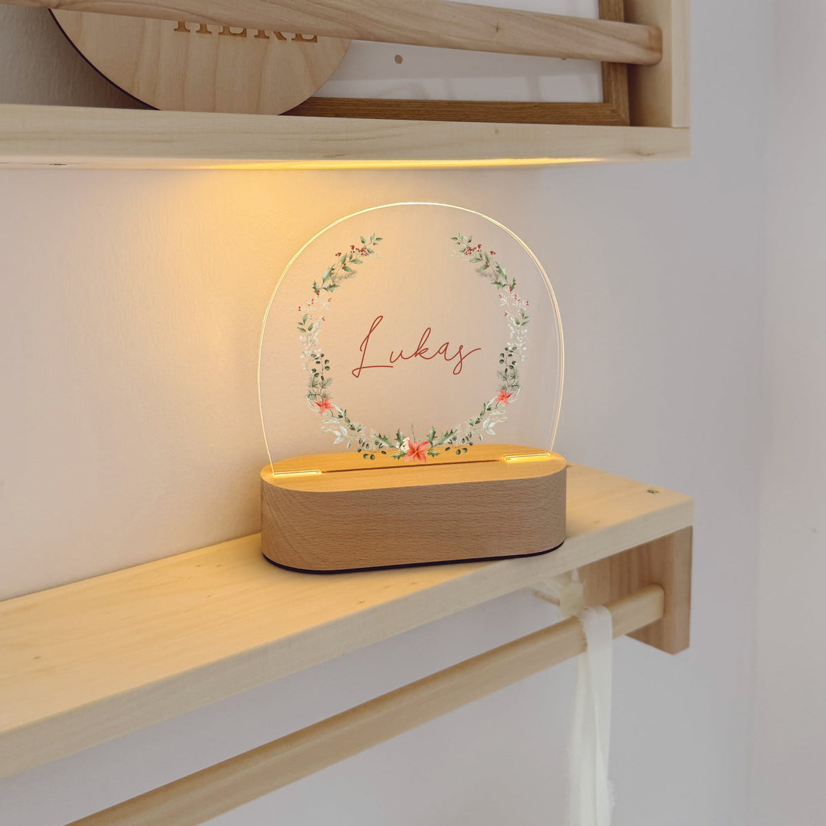 Nachtlicht Kinder personalisiert LED - Weihnachtskränze