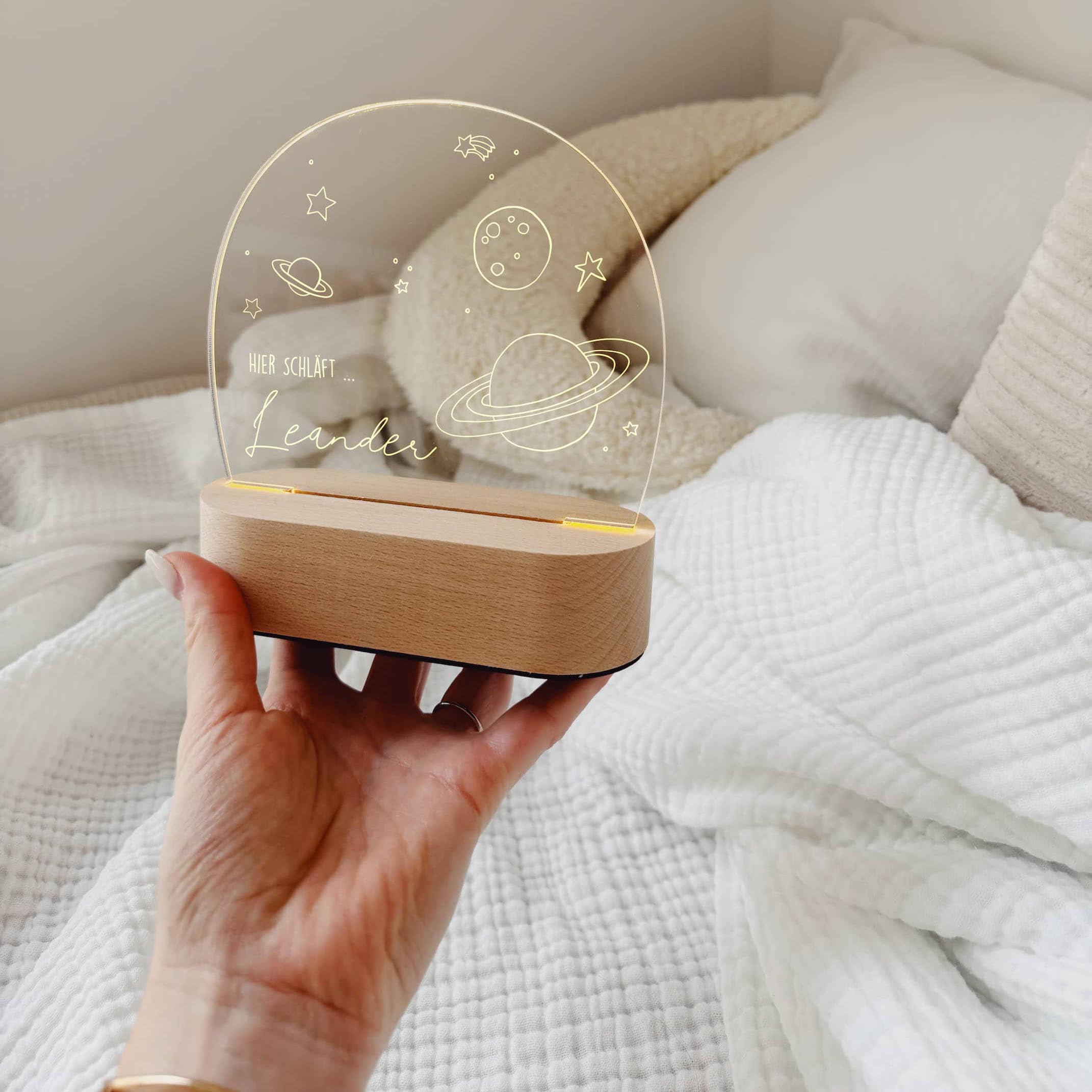 Nachtlicht Kinder personalisiert – LED Lampe Kleine Entdecker