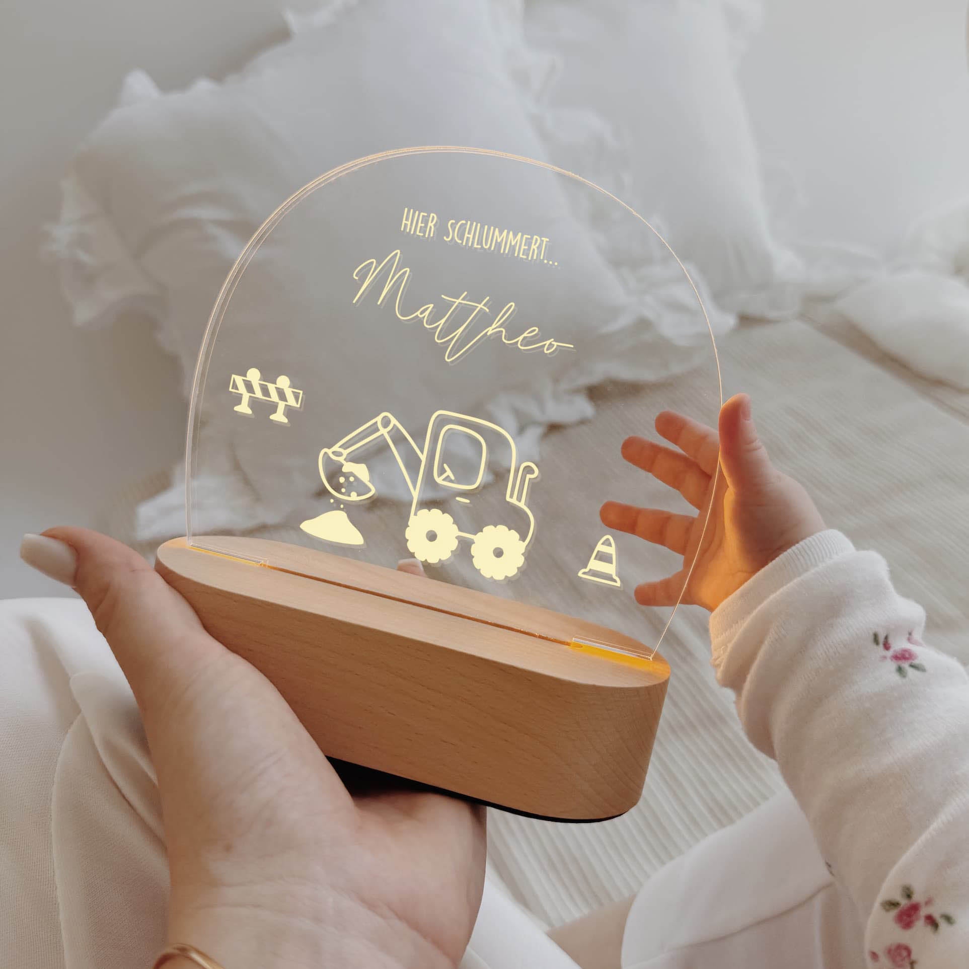 Nachtlicht Kinder personalisiert – LED Lampe Kleine Entdecker