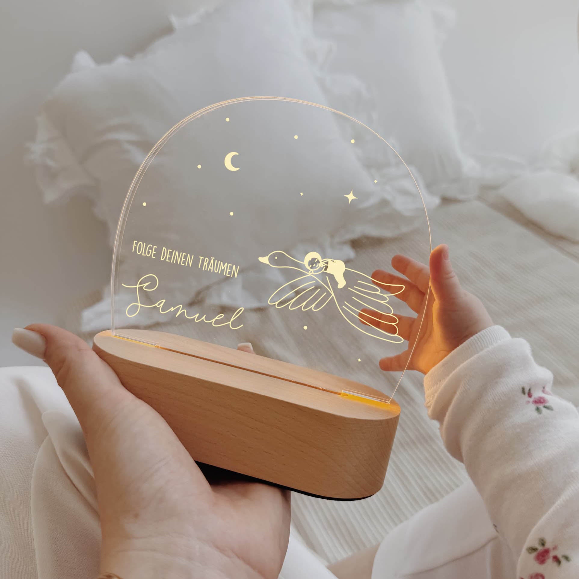 Nachtlicht Kinder personalisiert – LED Lampe Kleine Freunde