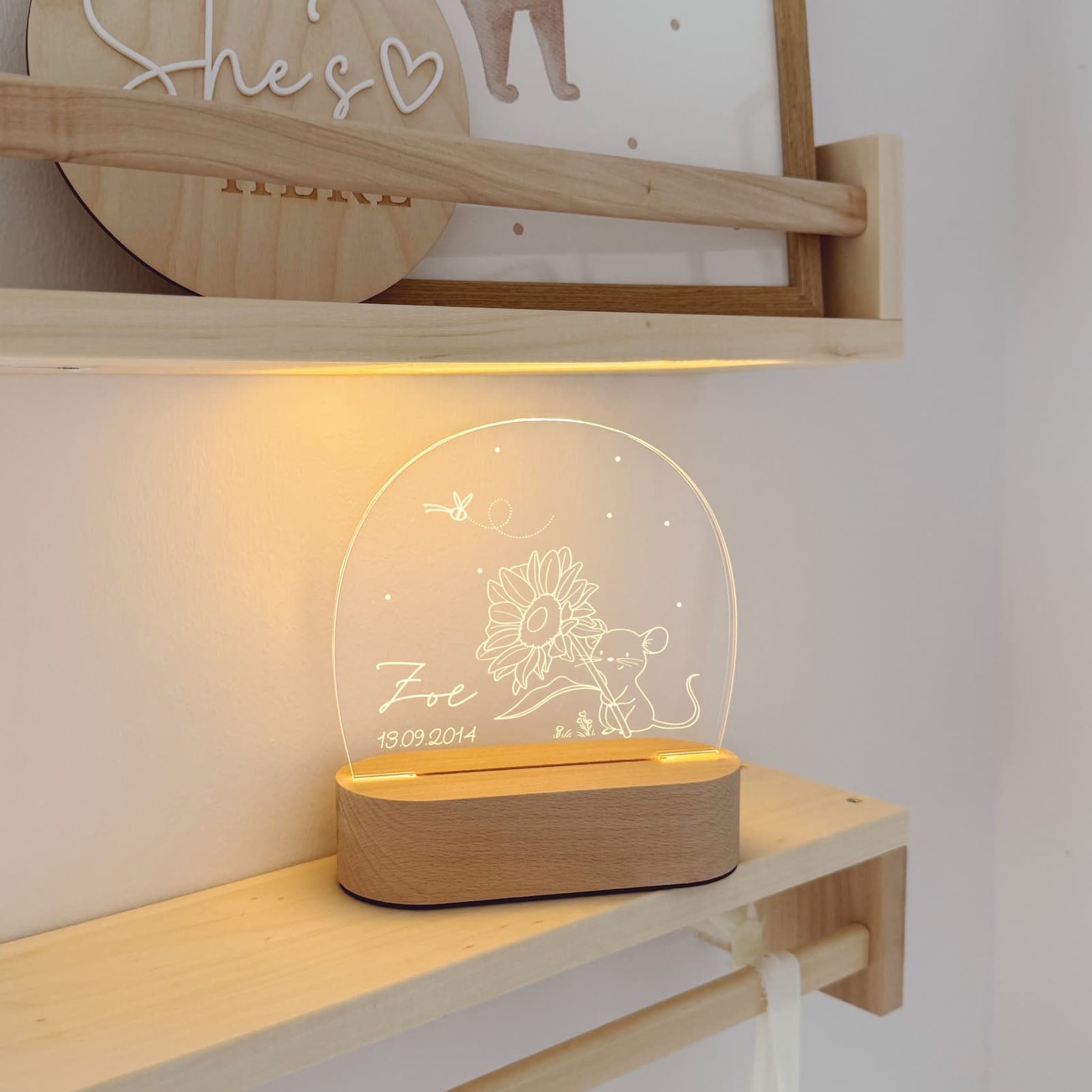 Nachtlicht Kinder personalisiert – LED Lampe Kleine Freunde