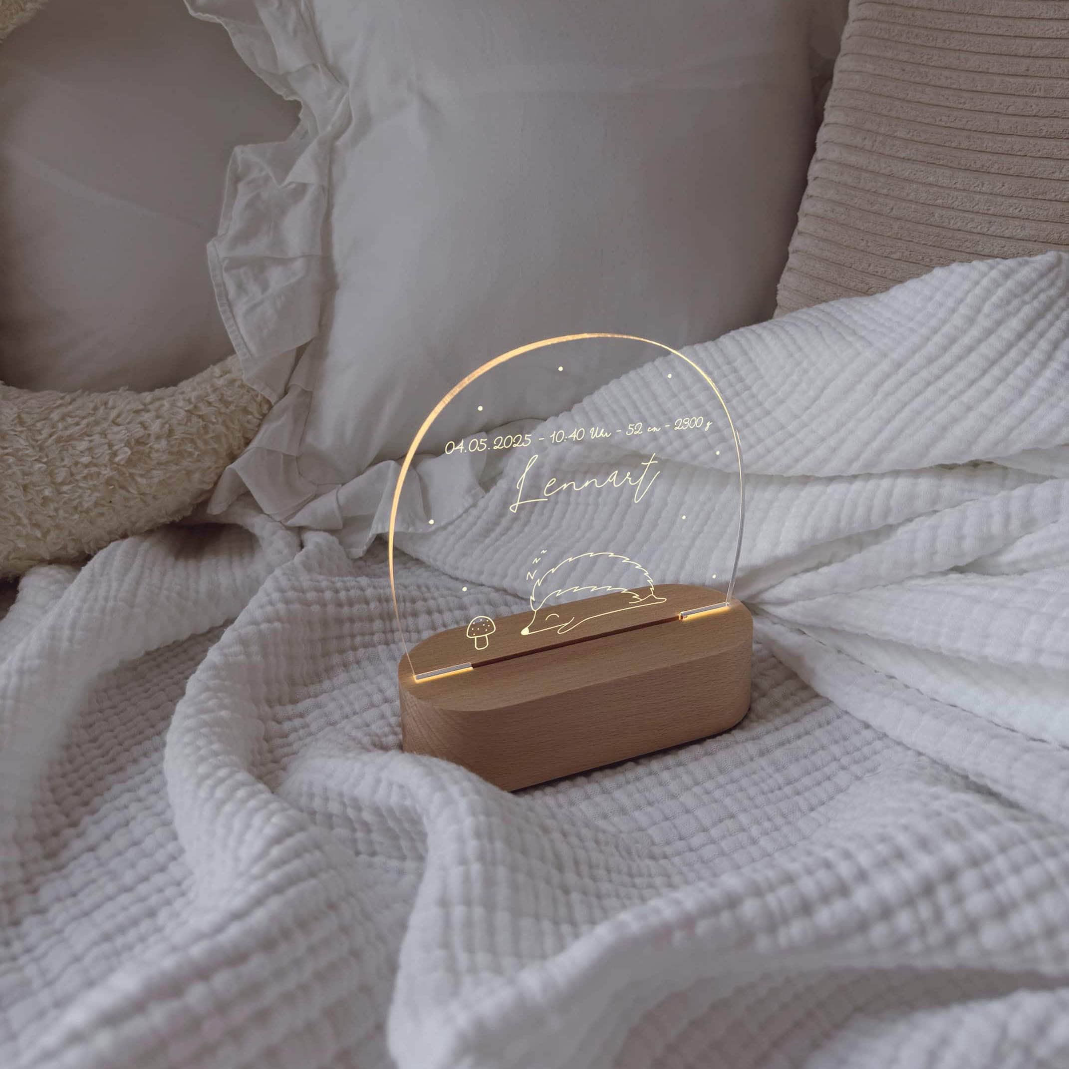 Nachtlicht Kinder personalisiert – LED Lampe Kleine Freunde