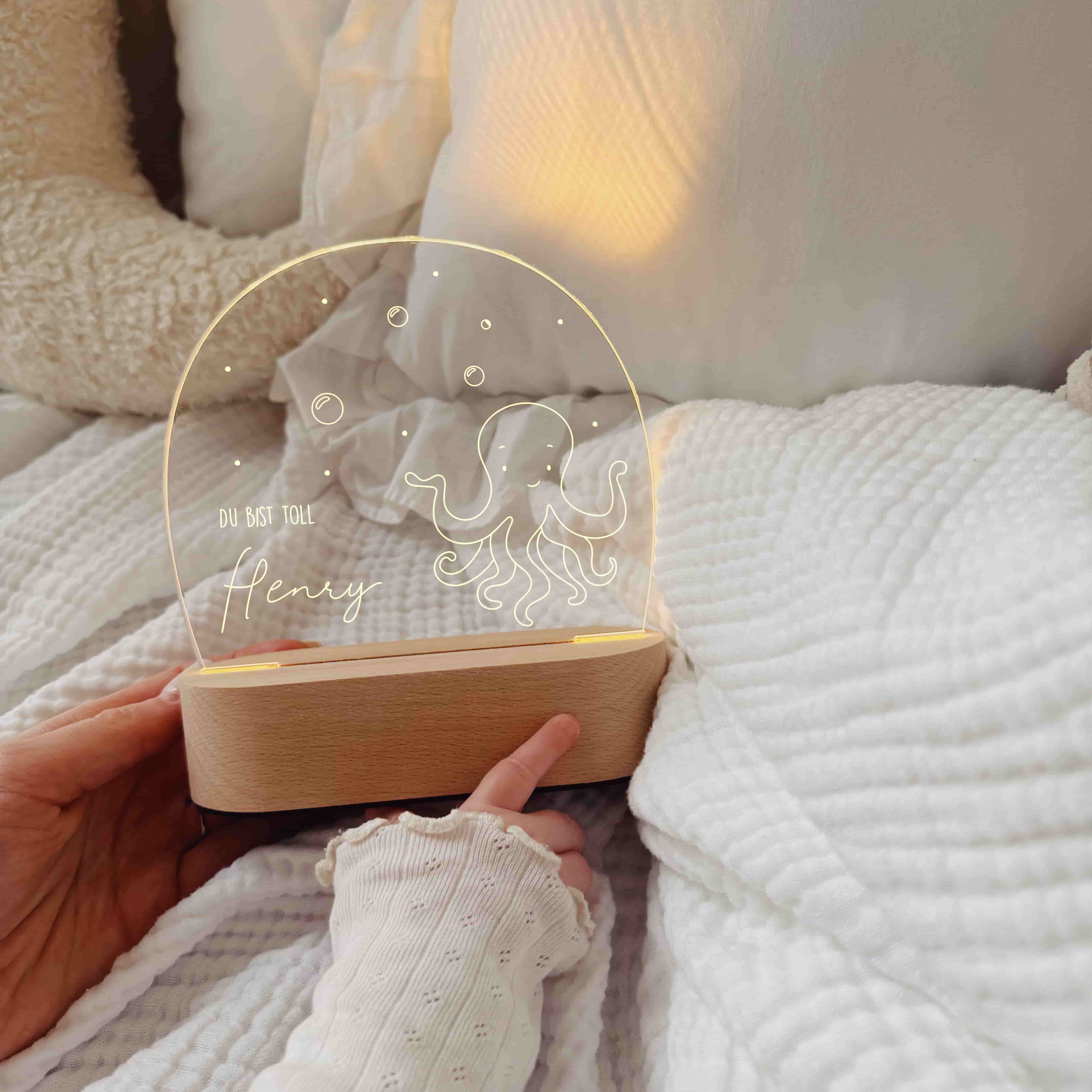 Nachtlicht Kinder personalisiert – LED Lampe Unter dem Meer