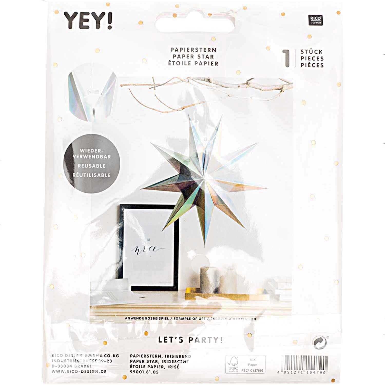 Papierstern auffaltbar – holografisch