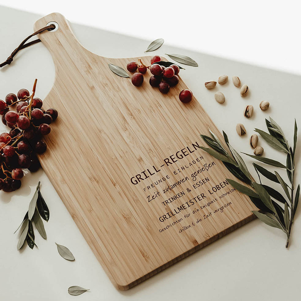 Personalisiertes Schneidebrett Bambus - Grill Regeln