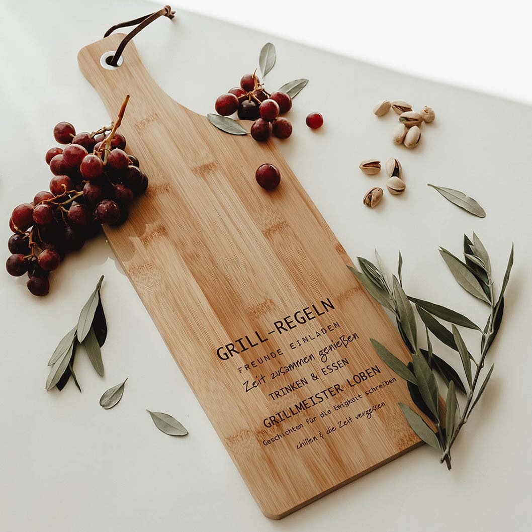 Personalisiertes Schneidebrett Bambus - Grill Regeln