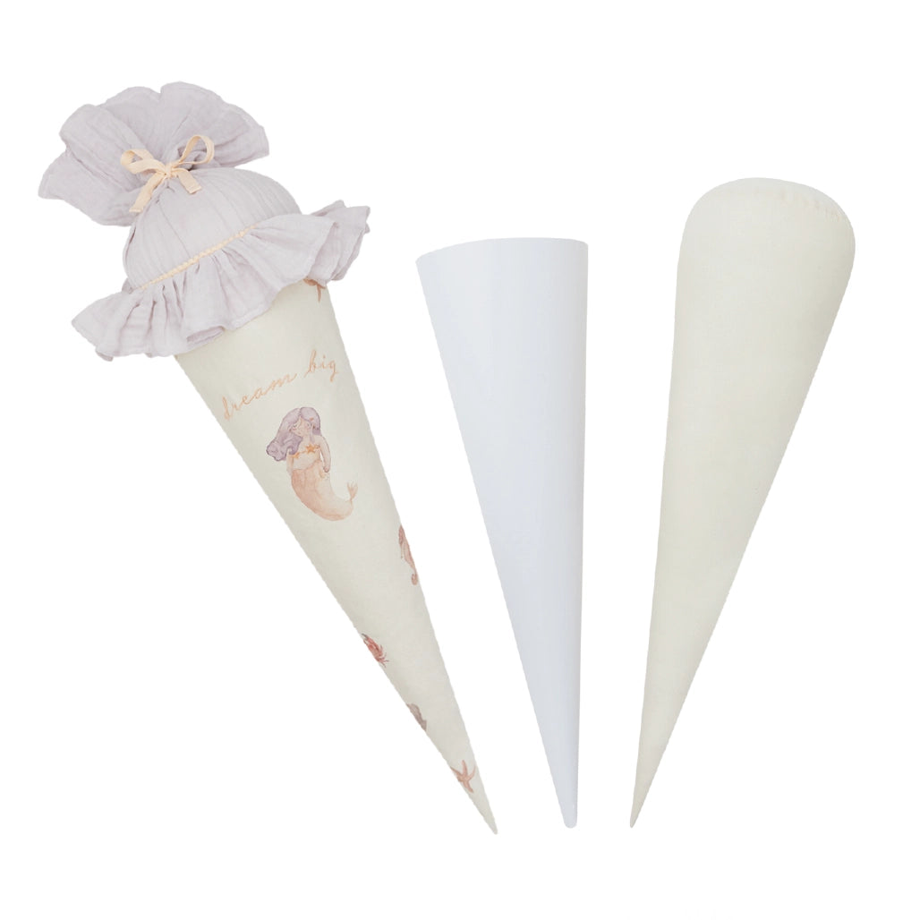 Schultüte 'Meerjungfrau' aus Stoff, personalisierbar 3-in-1 Set