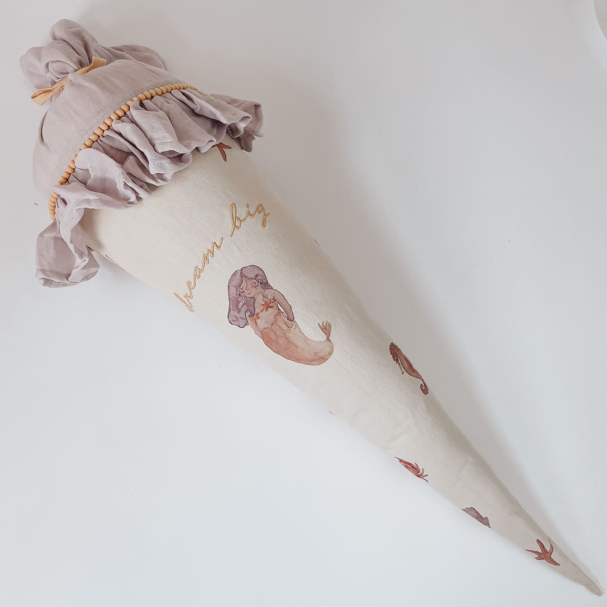 Schultüte 'Meerjungfrau' aus Stoff, personalisierbar 3-in-1 Set